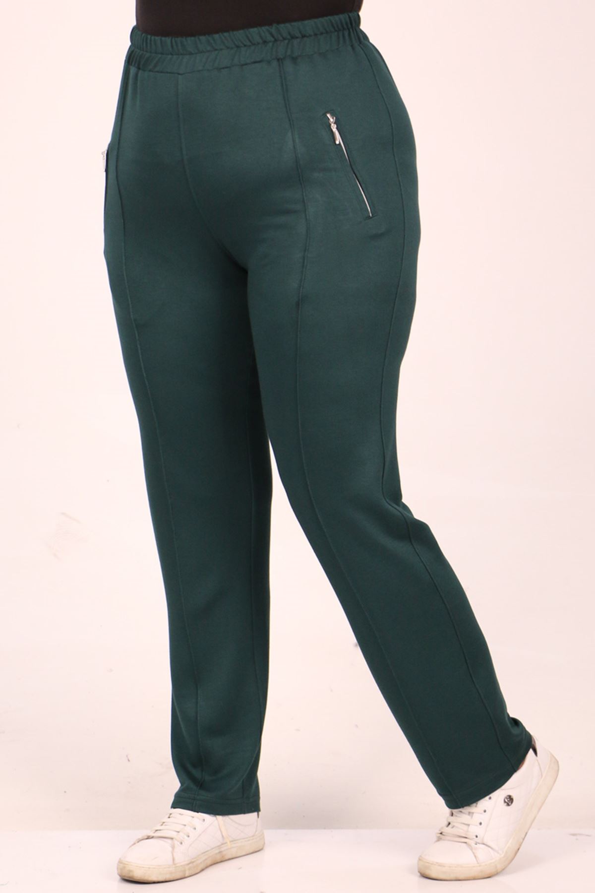 39504 Plus Size Crystal Two Thread Sweatpants-Emerald