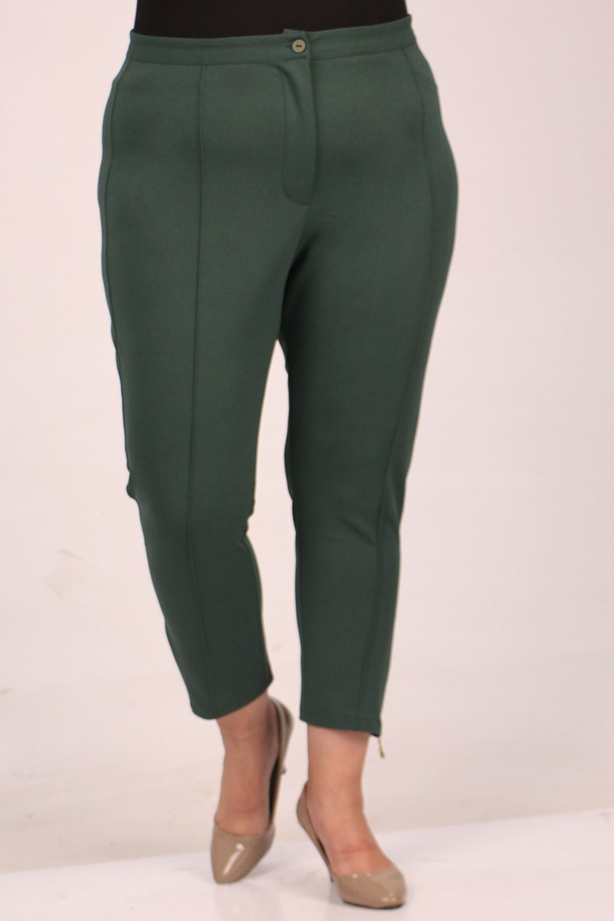 39042 Large Size Zippered Scuba Trousers - Emerald