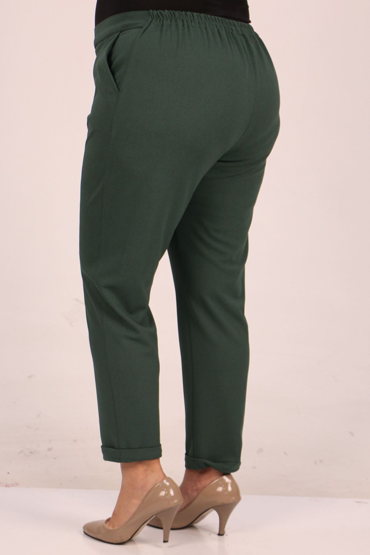 39046 Large Size Scuba Double Leg Trousers-Emerald