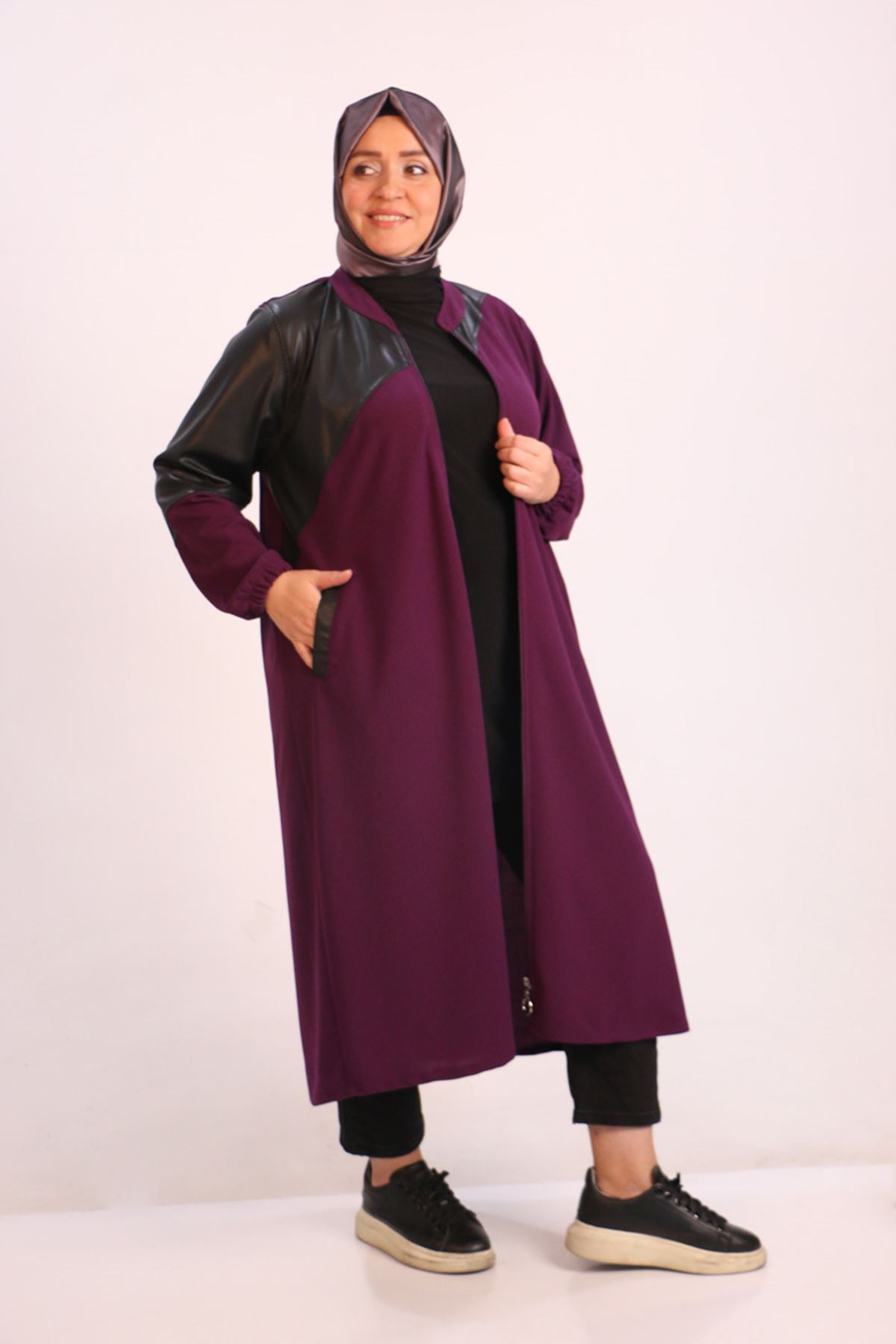 33098 Large Size Leather Garnished Scuba Cap-Purple