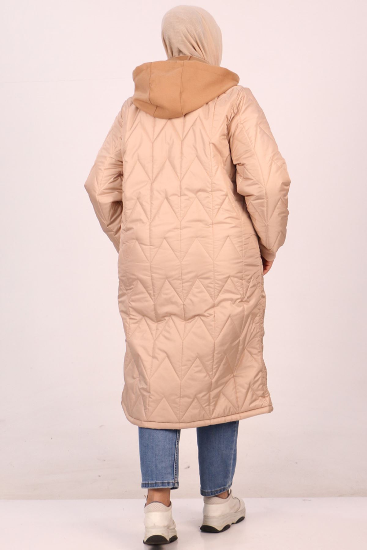 33090 Plus Size Hooded Three Threads - Quilted Jacket-Mink