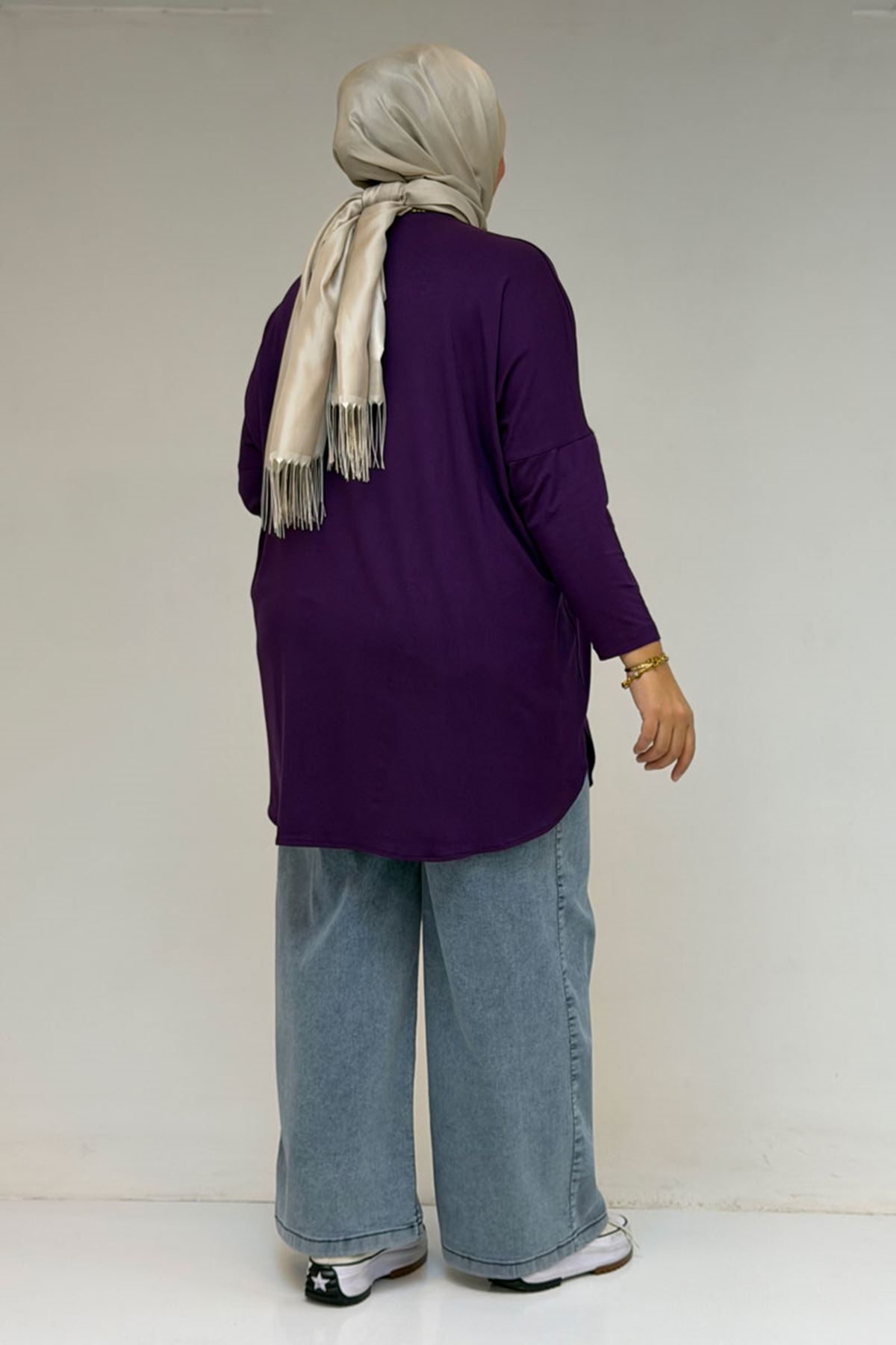 8180 تونيك بأزرار مقاس كبير -  لون القهوة 