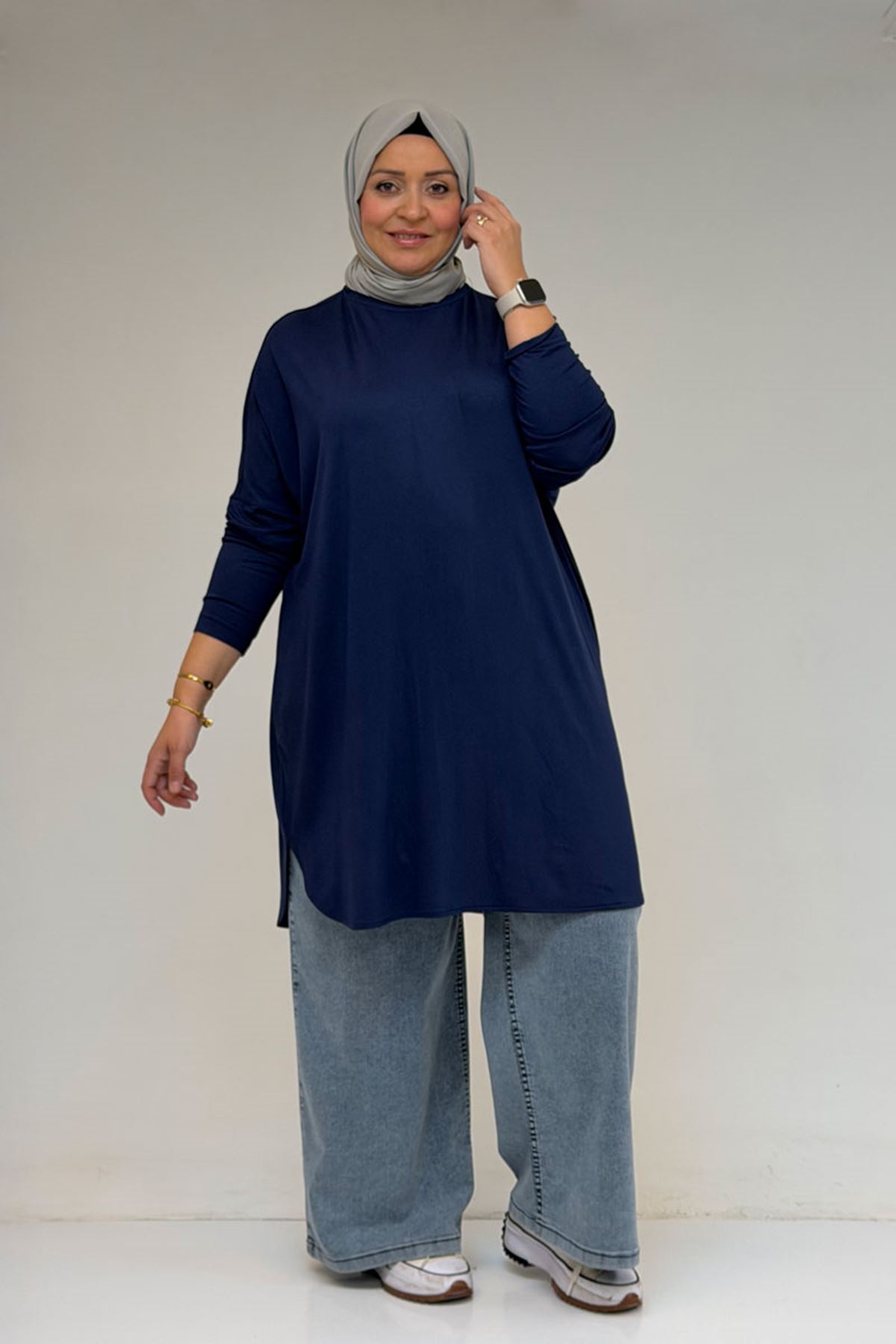 8180 تونيك بأزرار مقاس كبير -  لون القهوة 