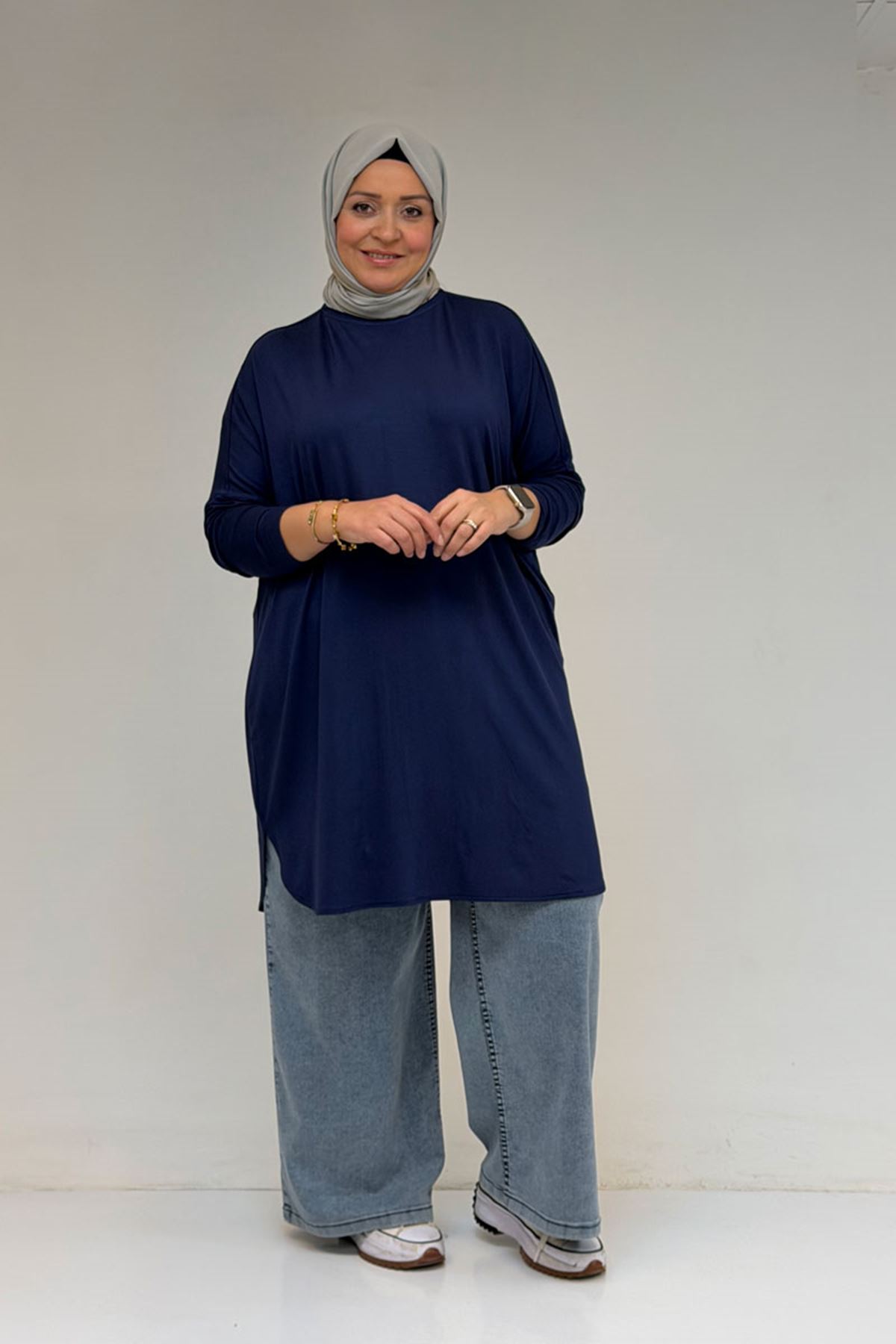 8180 تونيك بأزرار مقاس كبير -  لون القهوة 