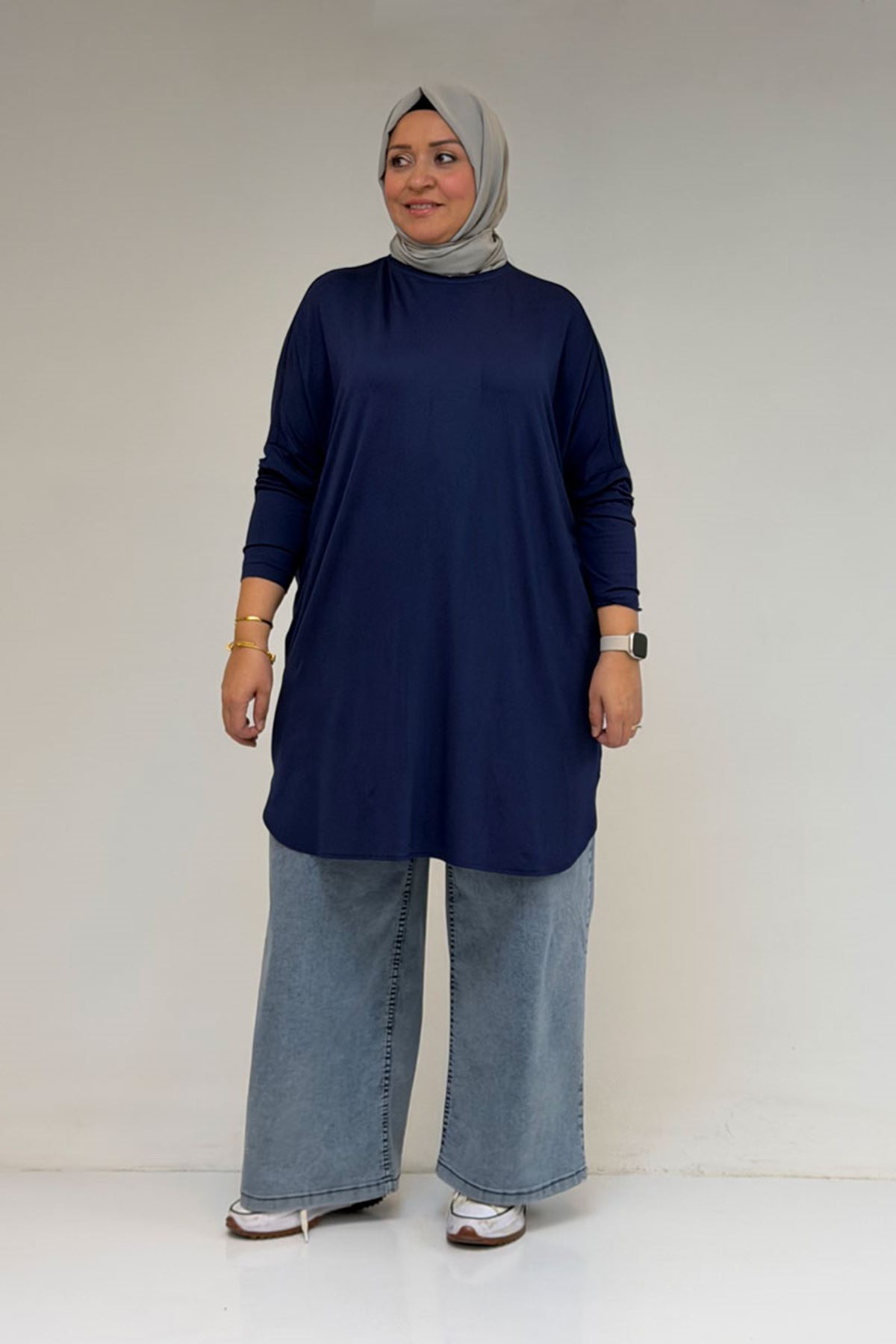 8180 تونيك بأزرار مقاس كبير -  لون القهوة 