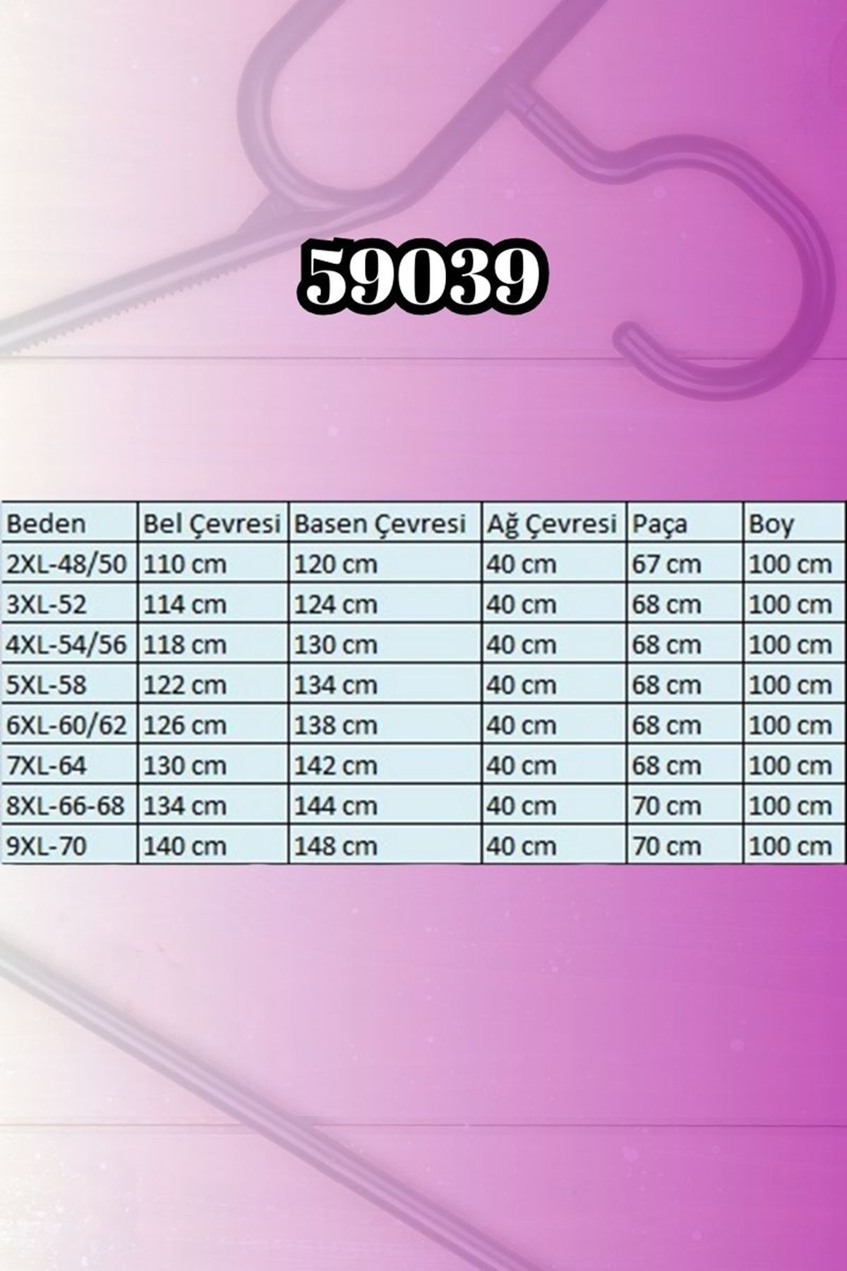 D-59039 Büyük Beden Beli Lastikli Çelik Pantolon - Siyah 