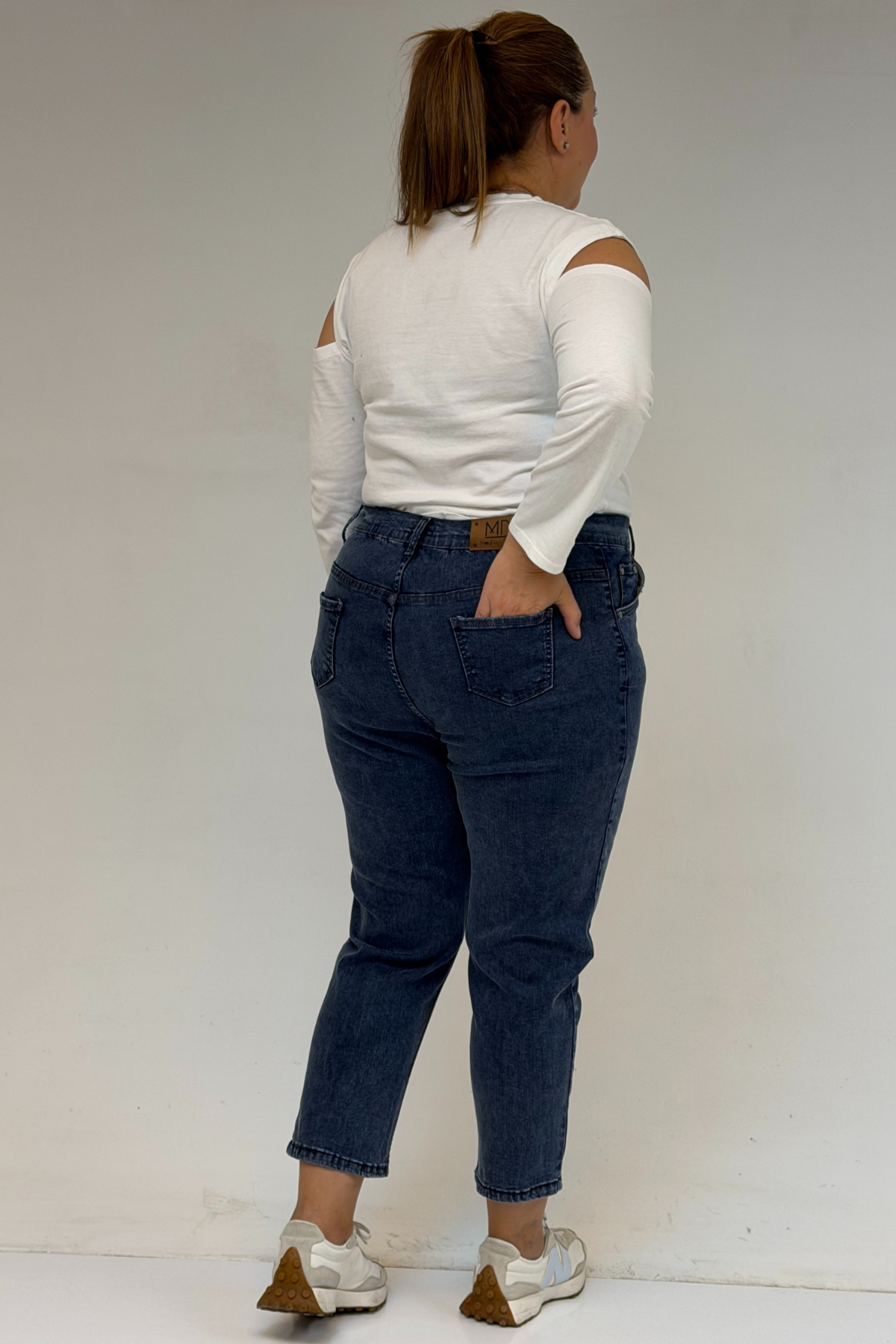 9125-6 Büyük Beden Boy Friend Kot Pantolon -  Antrasit