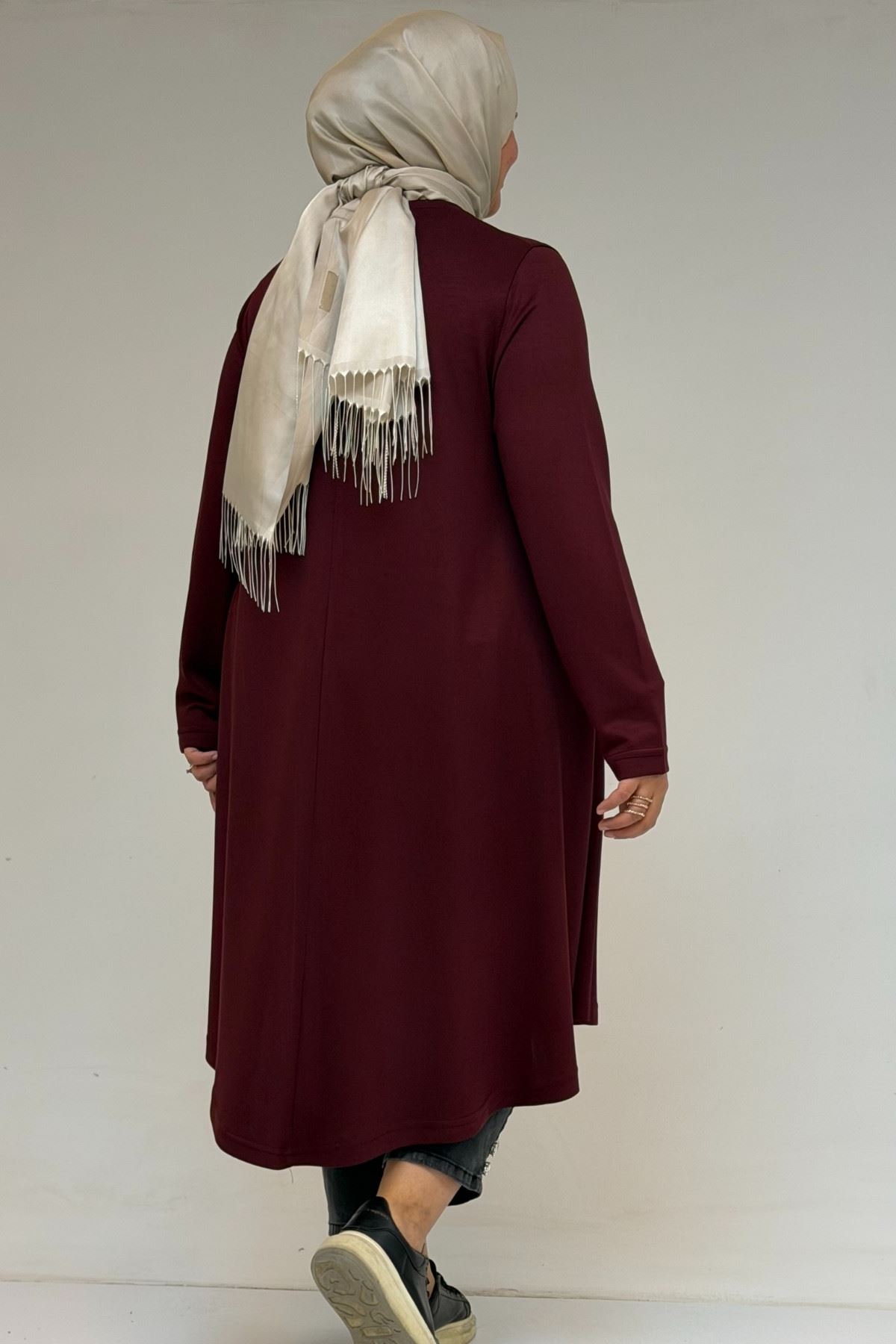 58174 Büyük Beden Mevlana Modal Tunik - Bordo