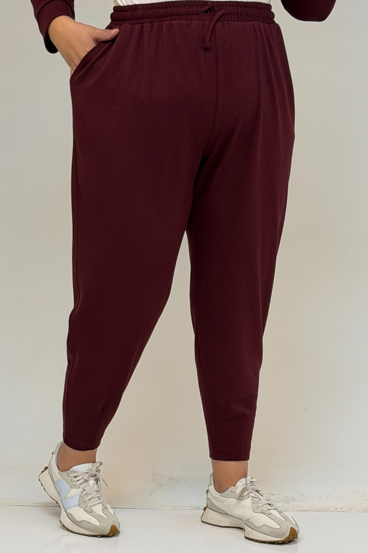 47068 Büyük Beden Çıtçıt Detaylı Modal Tunik - Bordo