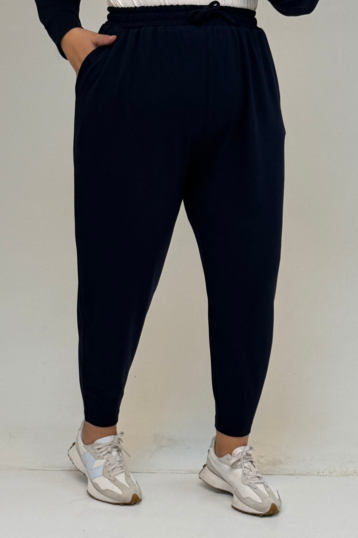 47068 Büyük Beden Çıtçıt Detaylı Modal Tunik - Lacivert