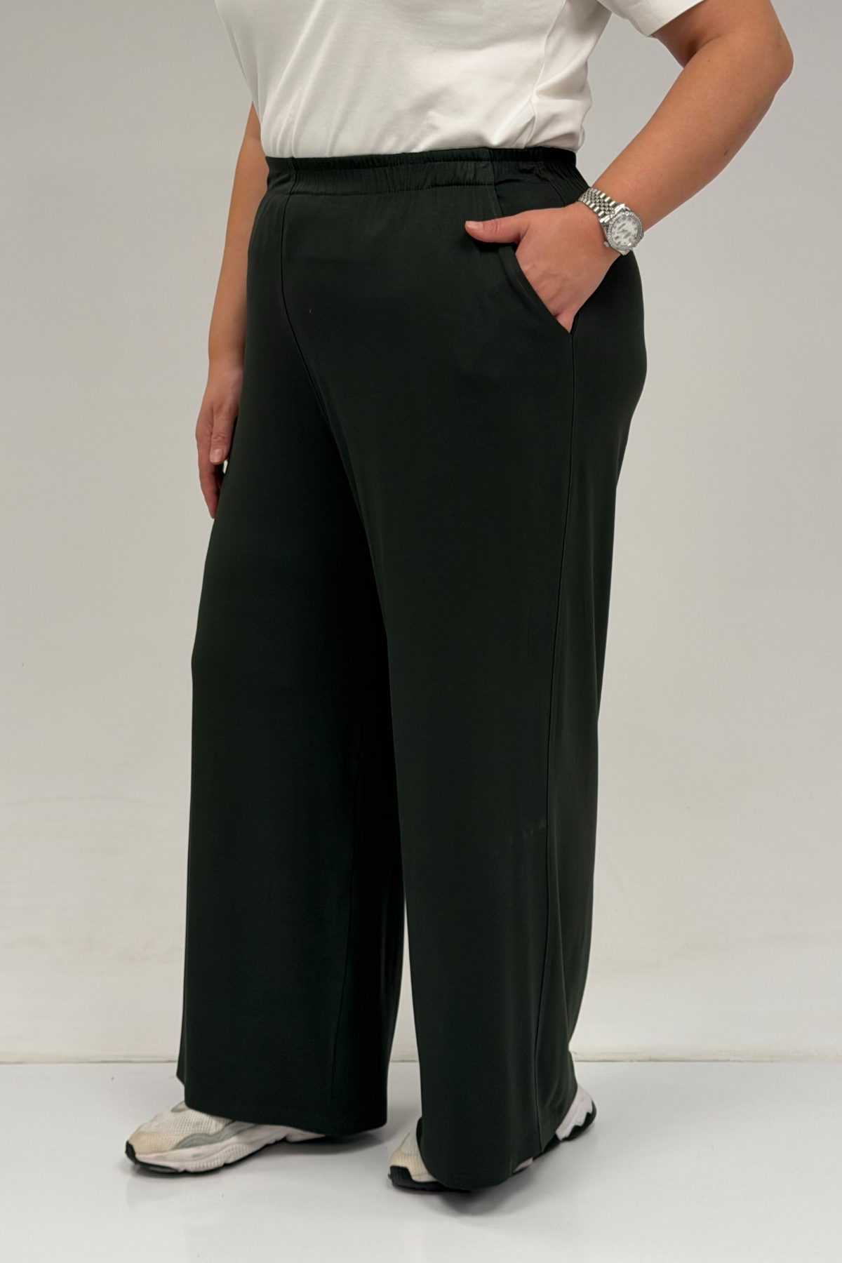 9160 Plus Size High Waist Elastic Pants - Terra Cotta