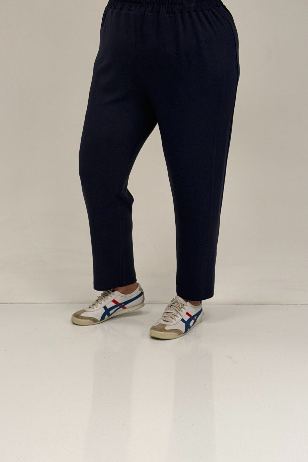 47088 Büyük Beden Omzu Taş Detaylı Pantolonlu Takım - Lacivert