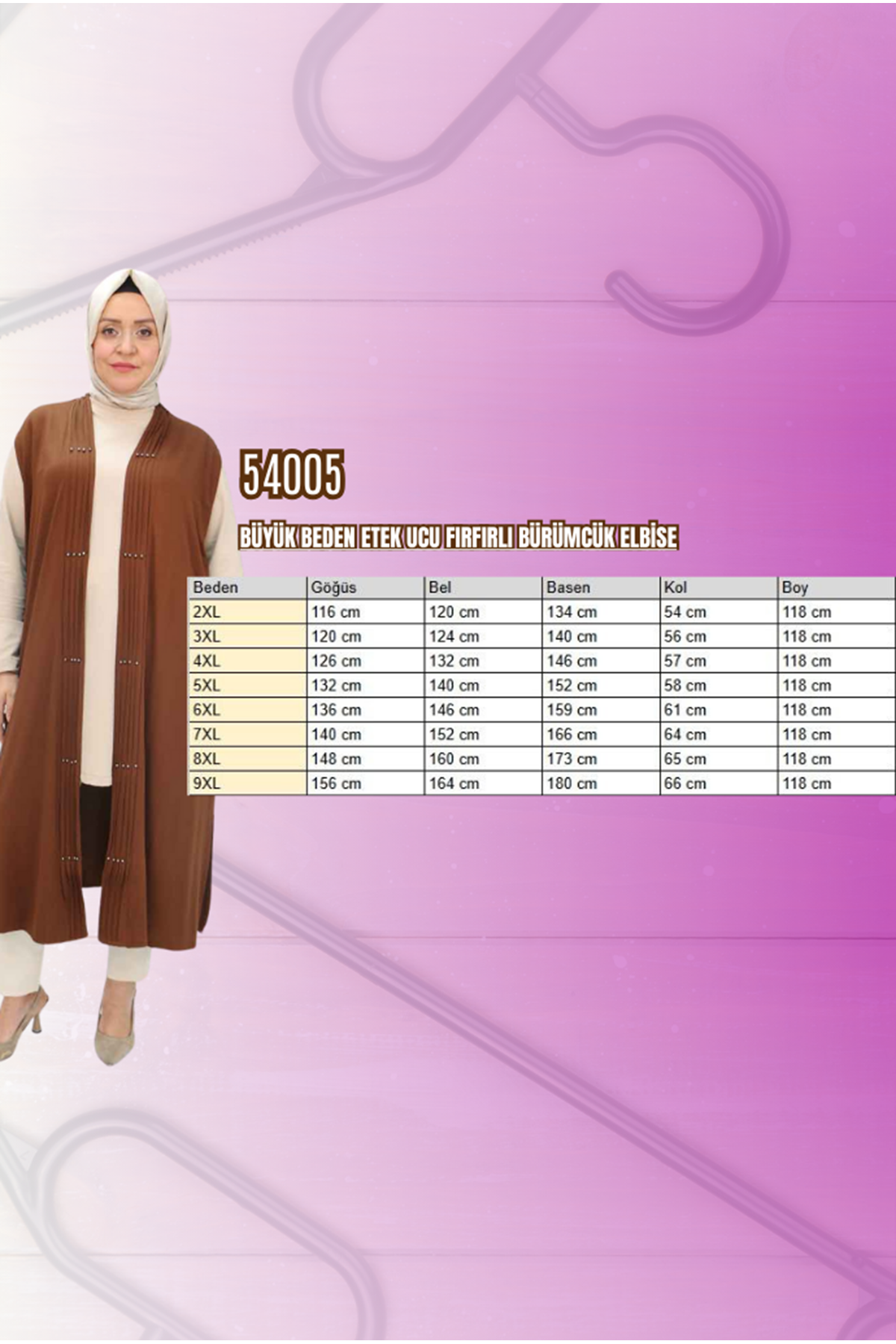 54005 Büyük Beden Patı Pileli Giy Çık Yelek - Bordo