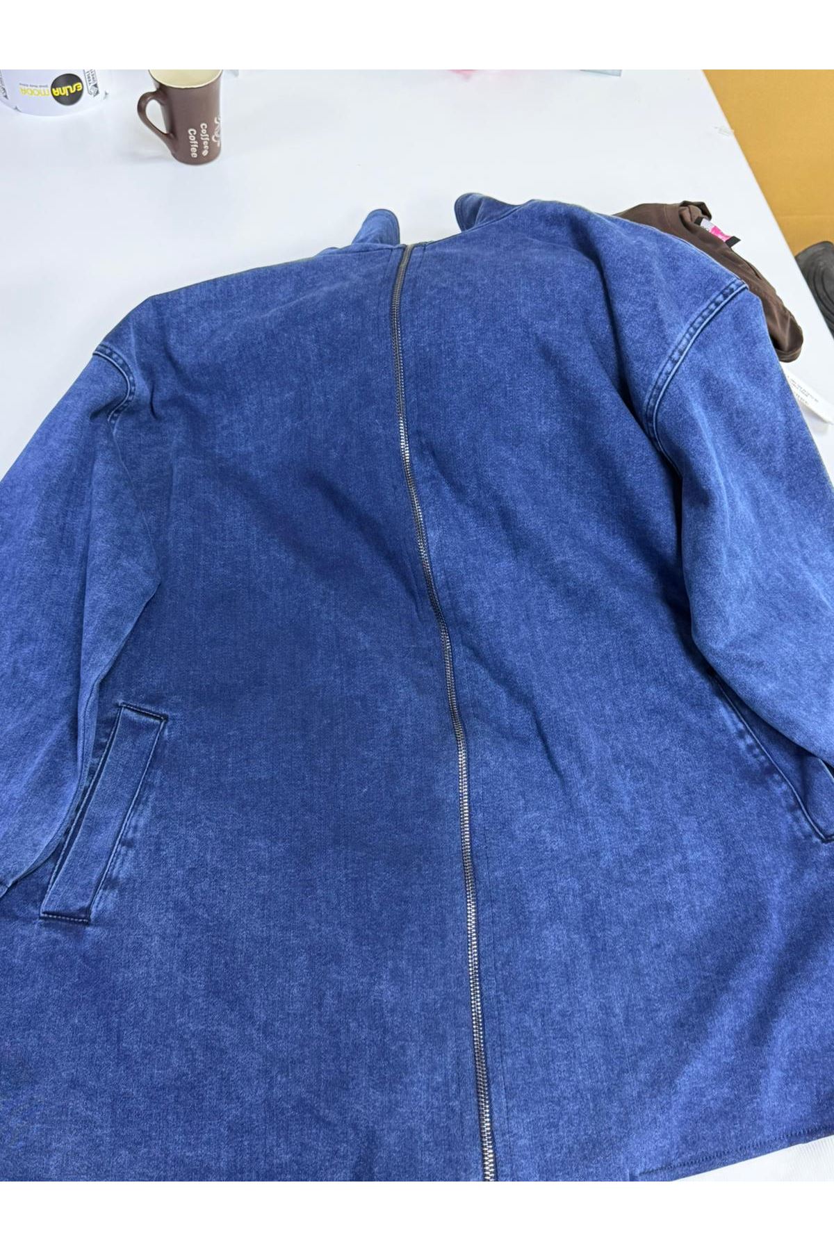 D-57081 Büyük Beden İki İplik Kot Ceket - Lacivert