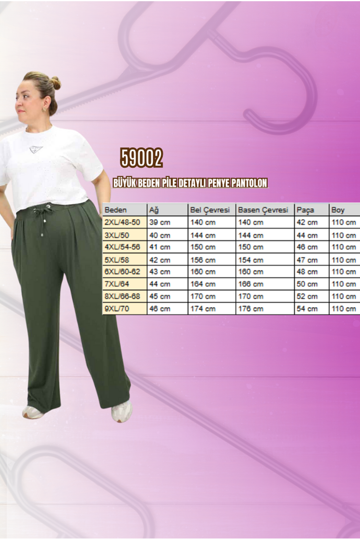 59002 Büyük Beden Pile Detaylı Penye Pantolon - İndigo