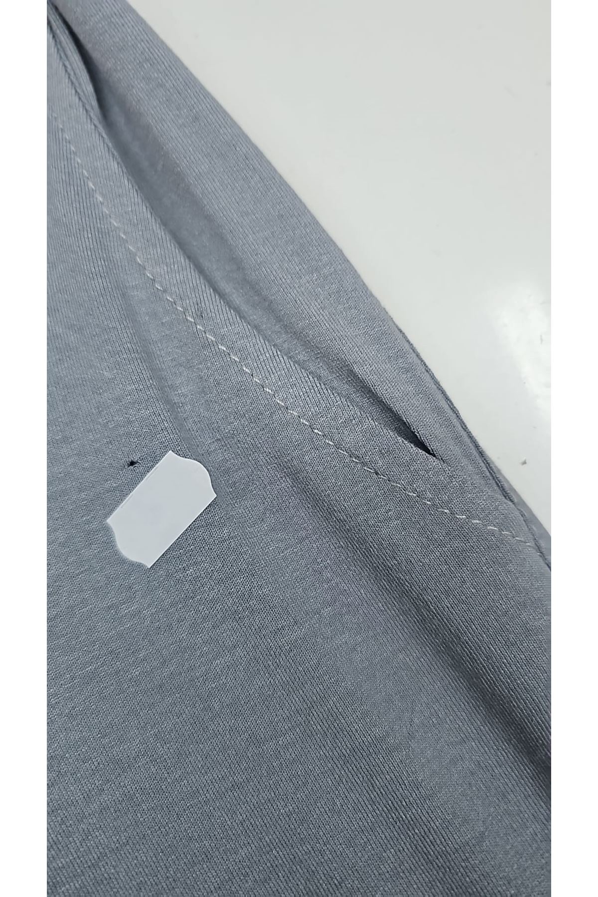 D-67037 Büyük Beden Düşük Kol Penye Pantolonlu Takım - Gri