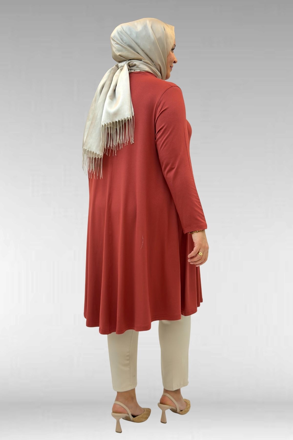 28016 Plus Size Mevlana Combed Cotton Tunic - Tile