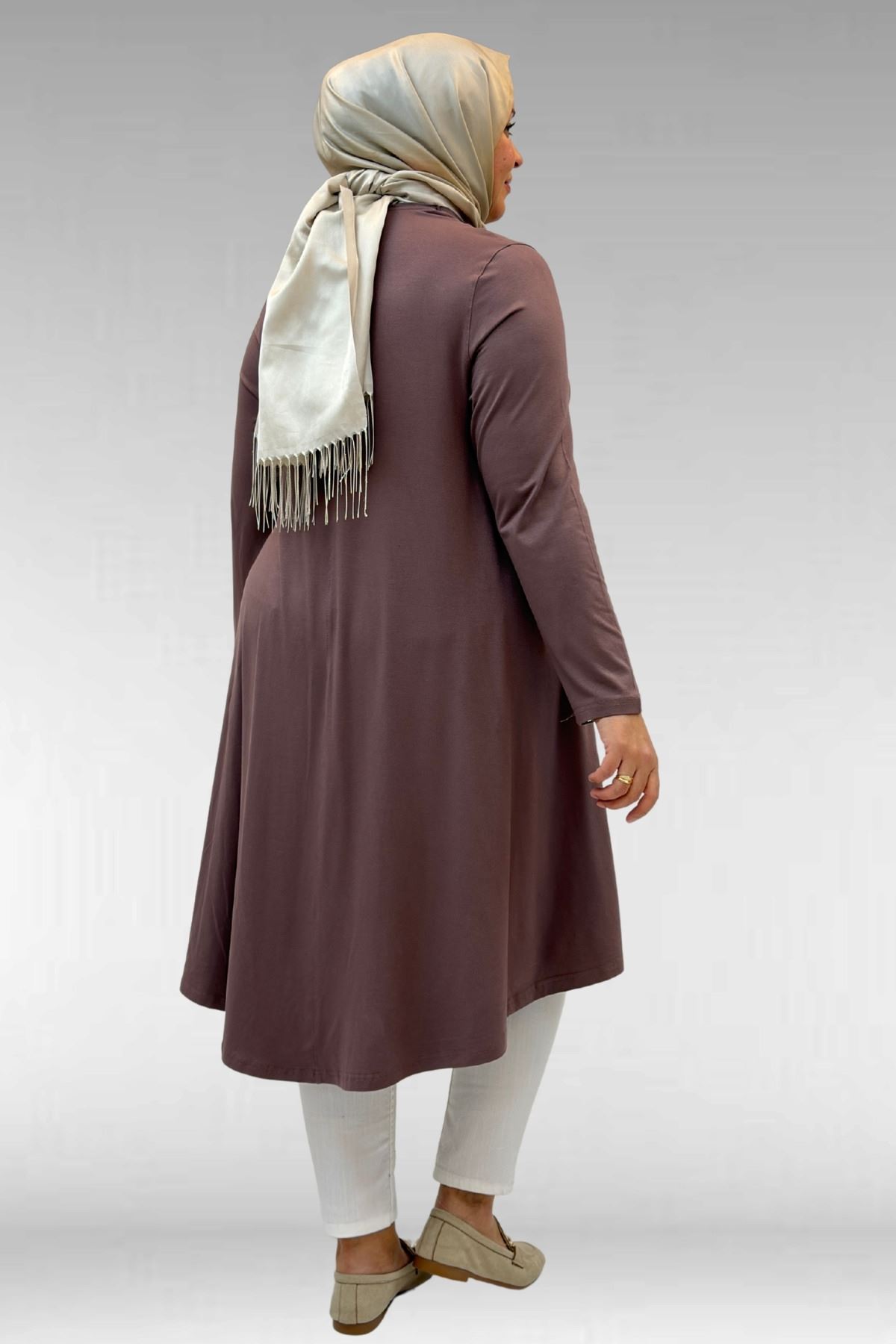 28016 Plus Size Mevlana Combed Cotton Tunic - Navy Plum