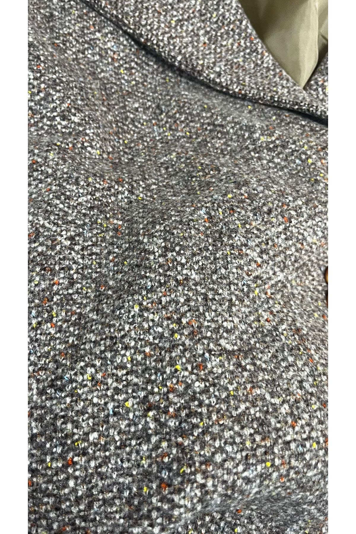 D-53037 Büyük Beden Mostralı Erkek Yaka Şanel Kaban - Kahve