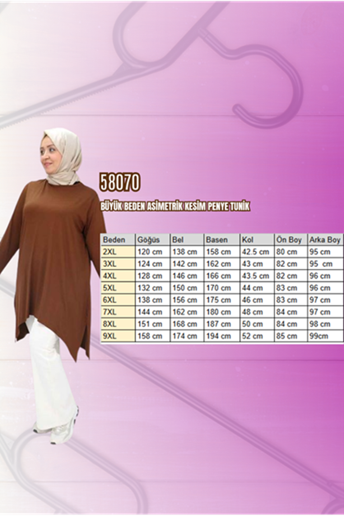 58070 Büyük Beden Asimetrik Kesim Penye Tunik - Gri