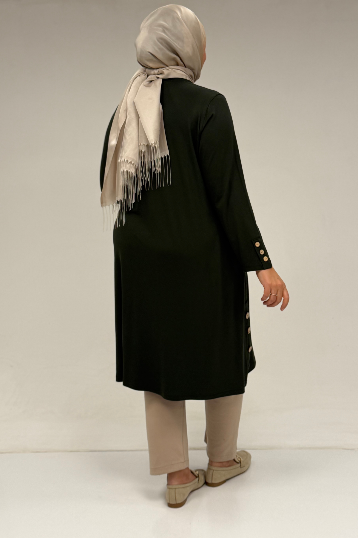 8180 Plus Size Button Detailed Tunic - Coffee