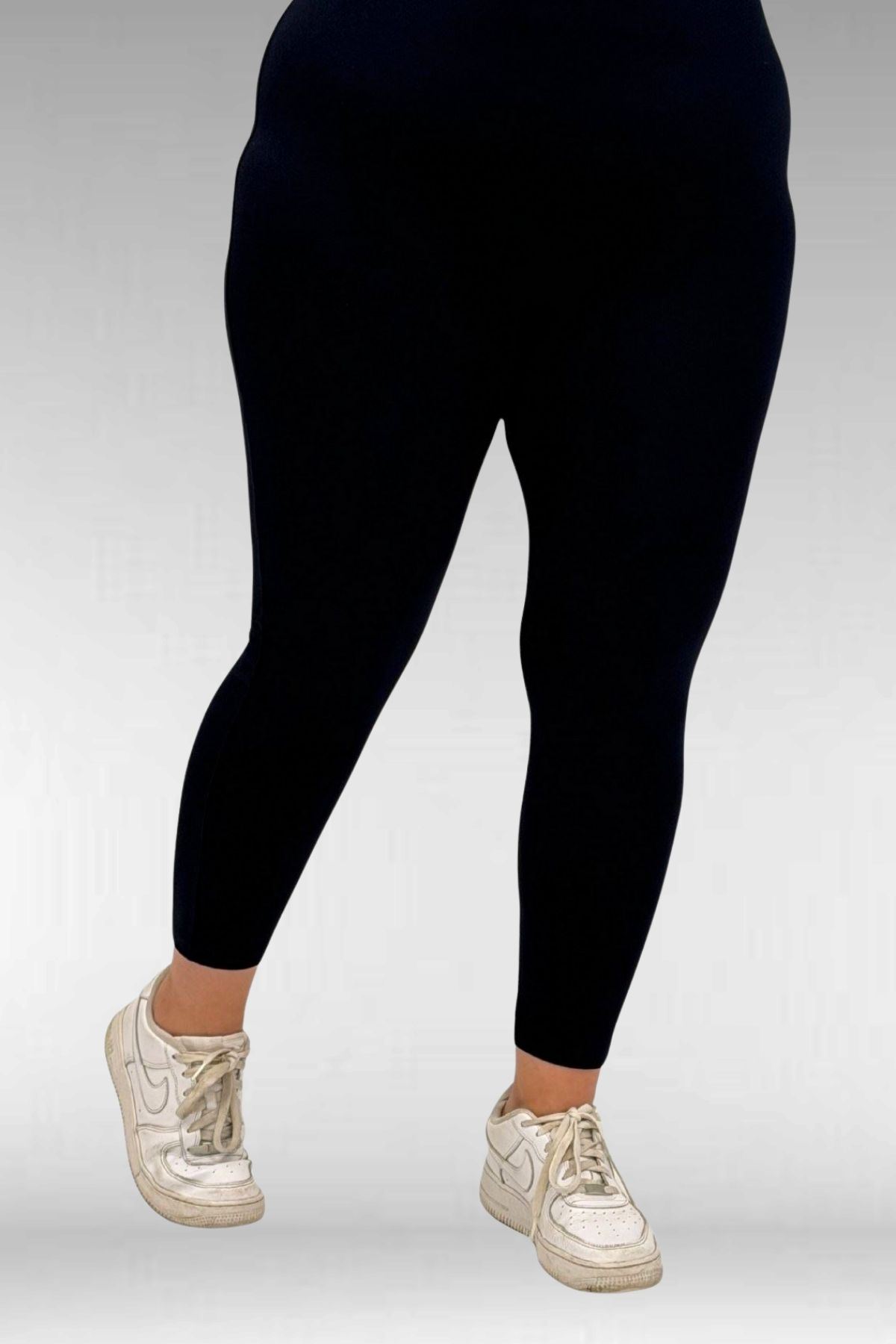 59501 Büyük Beden Penye Tayt - Koyu Lacivert