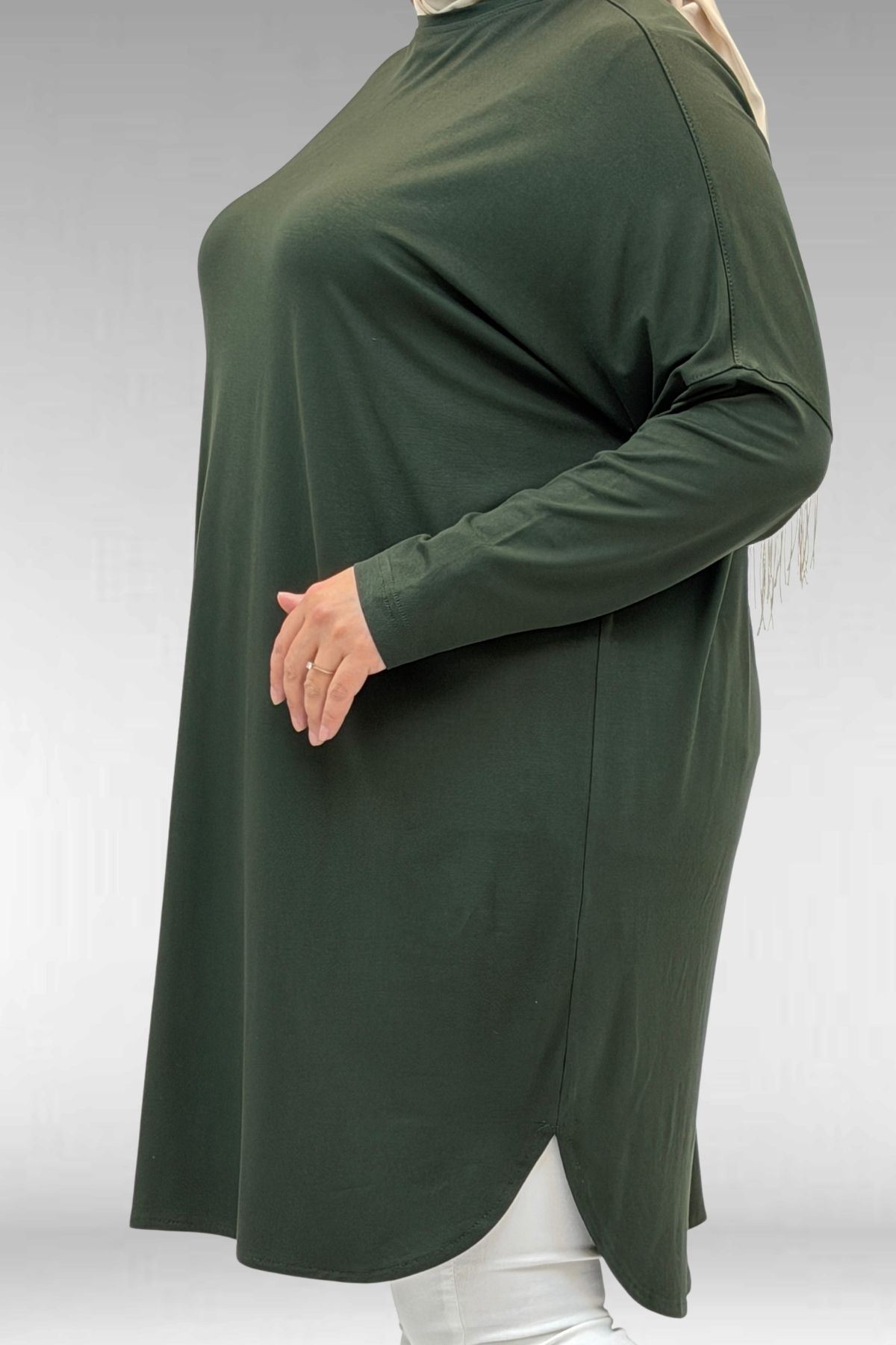 8180 تونيك بأزرار مقاس كبير -  لون القهوة 