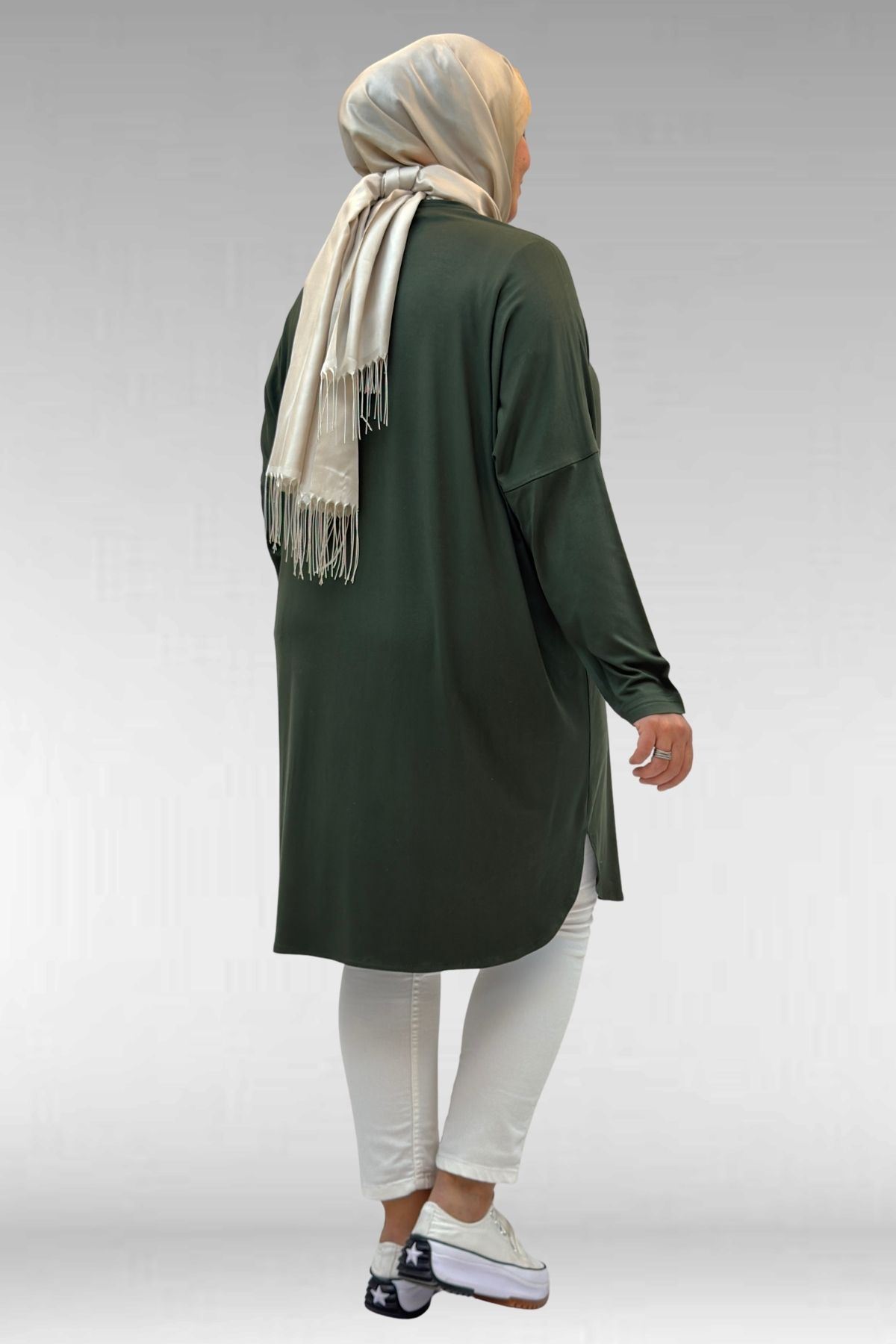 8180 تونيك بأزرار مقاس كبير -  لون القهوة 