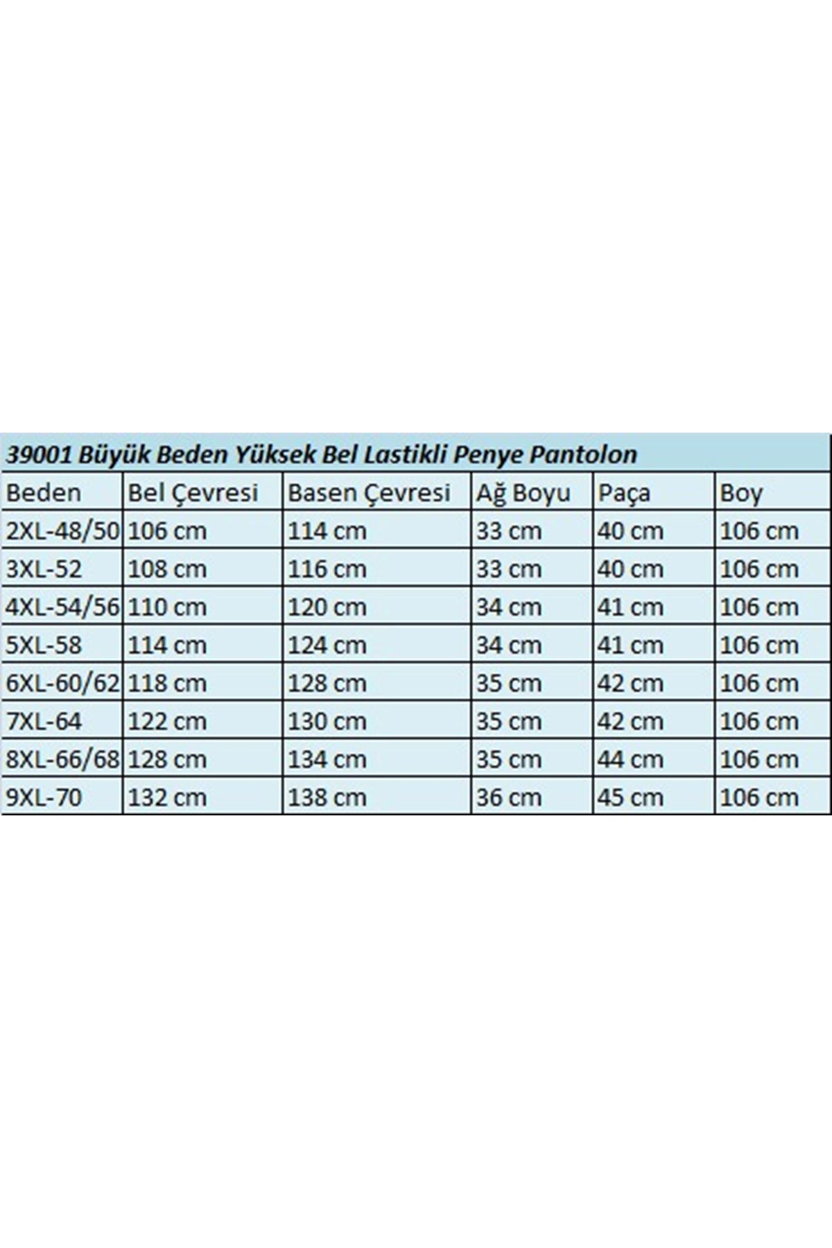 39001 Büyük Beden Yüksek Beli Lastikli Penye Pantolon - Haki