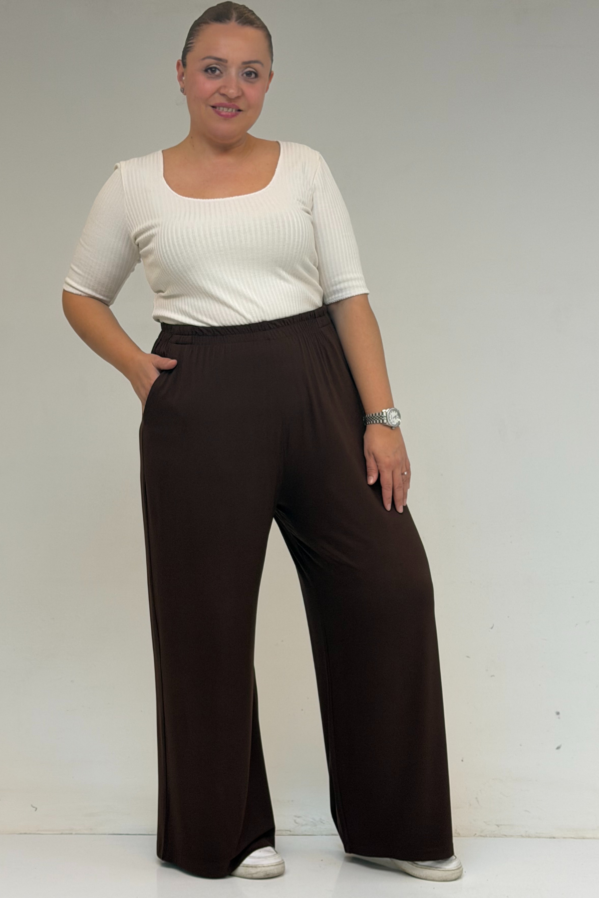 9012 بنطلون مرن الخصر و مقاس كبير - بترولي