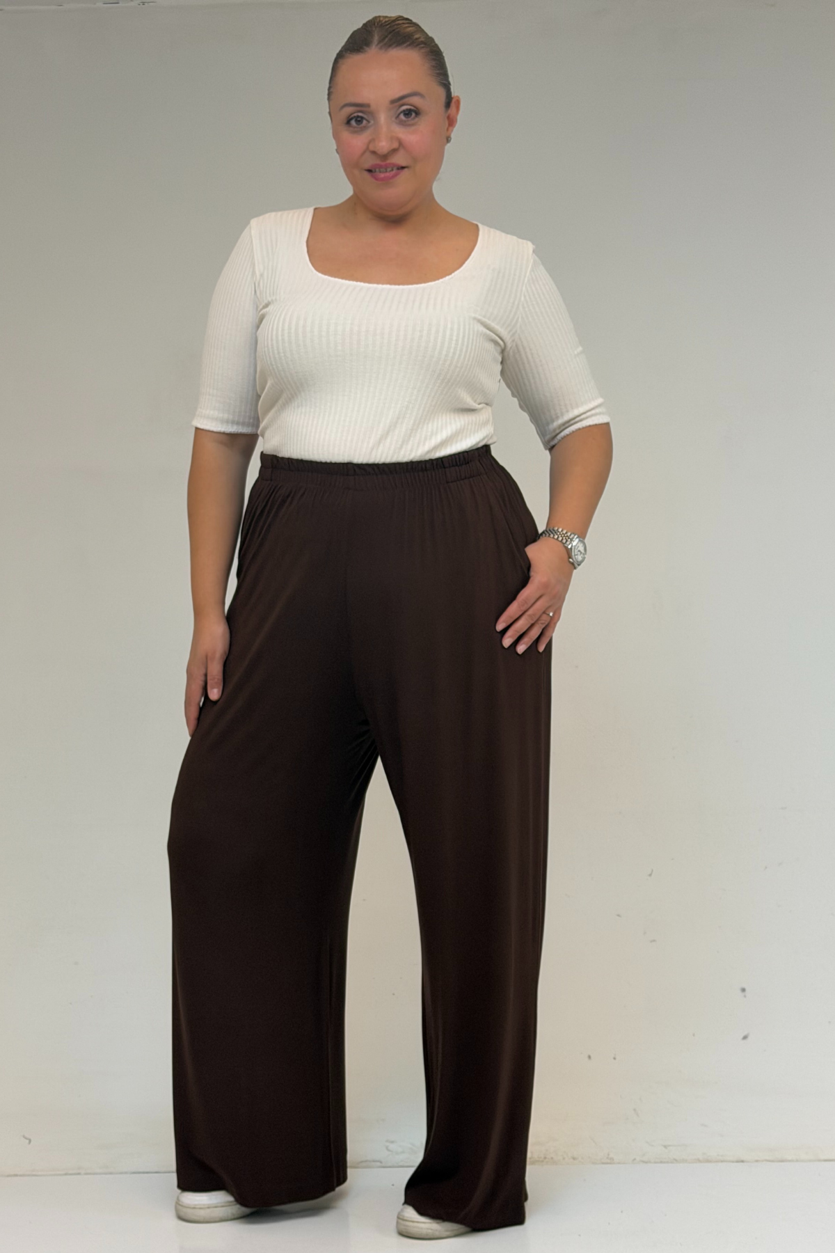 9012 بنطلون مرن الخصر و مقاس كبير - بترولي