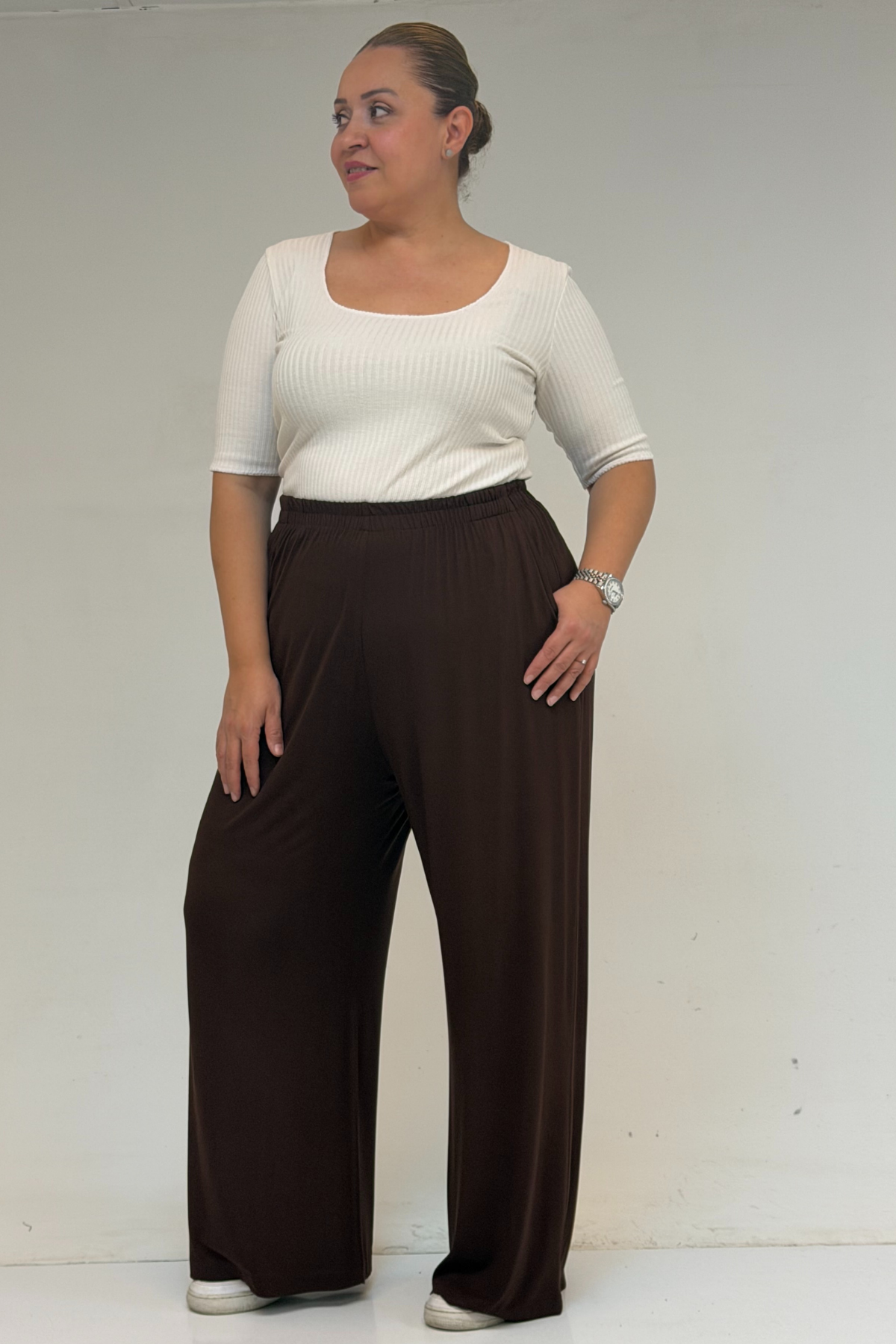 9012 بنطلون مرن الخصر و مقاس كبير - بترولي