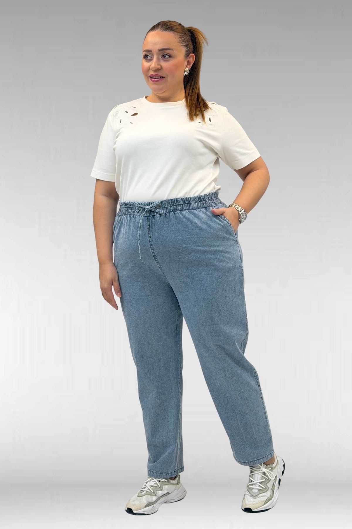 29001 Plus Size Slim Fit Jeans-Blue