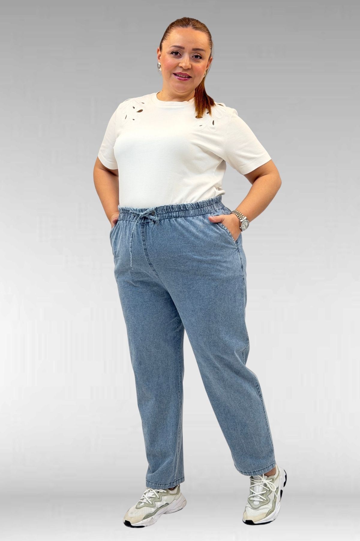29001 Plus Size Slim Fit Jeans-Blue