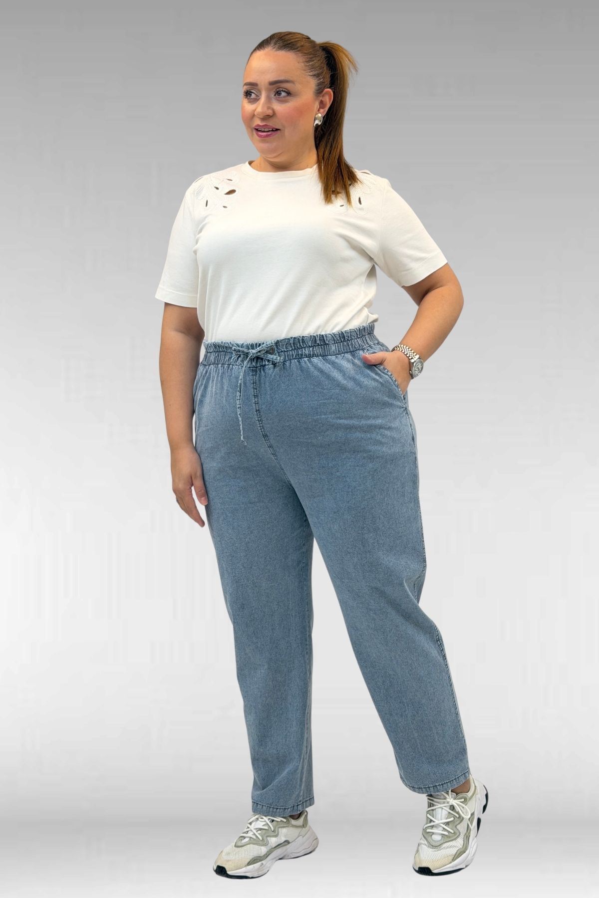 29001 Plus Size Slim Fit Jeans-Blue