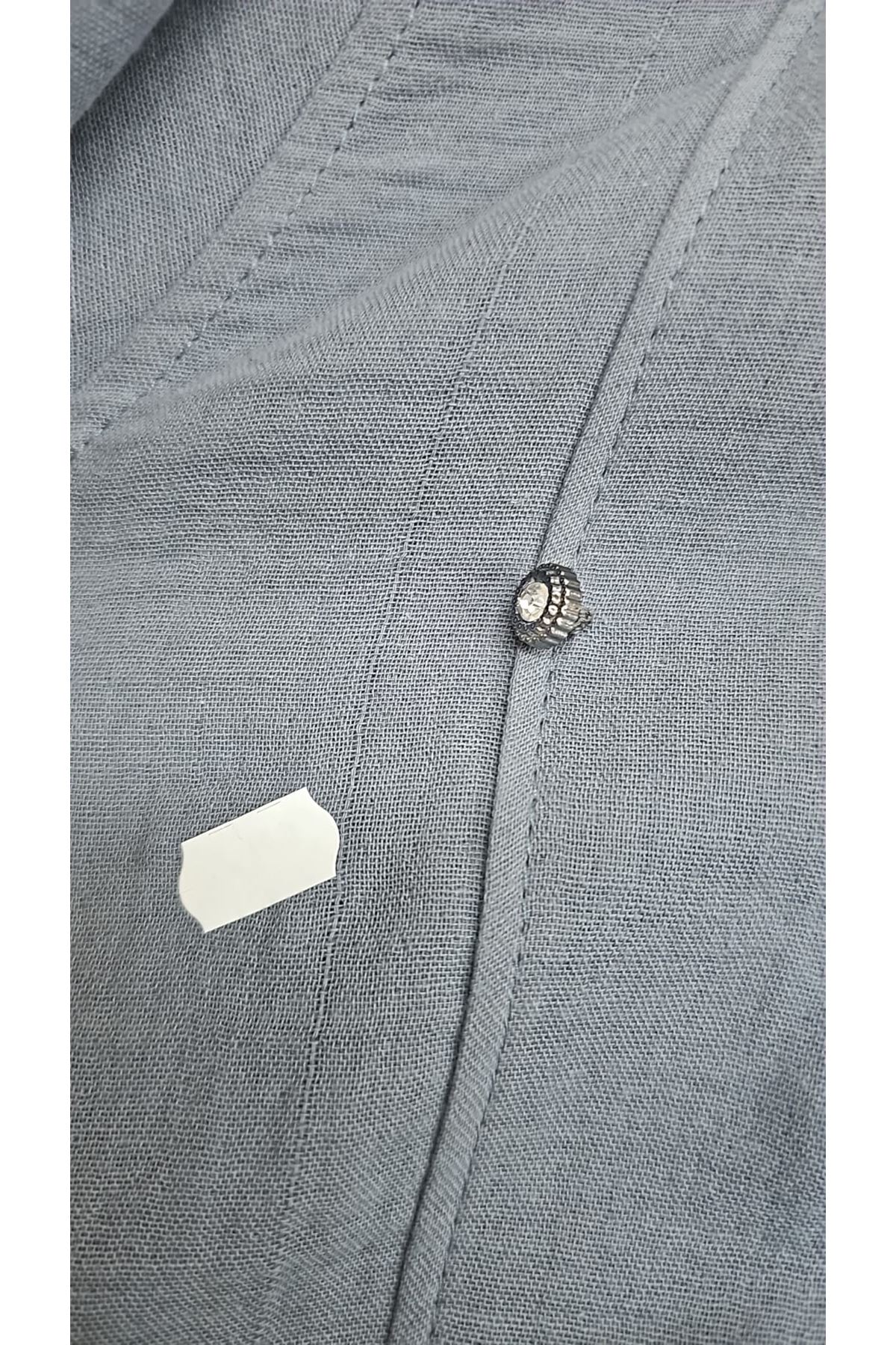 D-67020 Büyük Beden Yarım Fermuarlı Erkek Yakalı Müslin Pantolonlu Takım - Antrasit