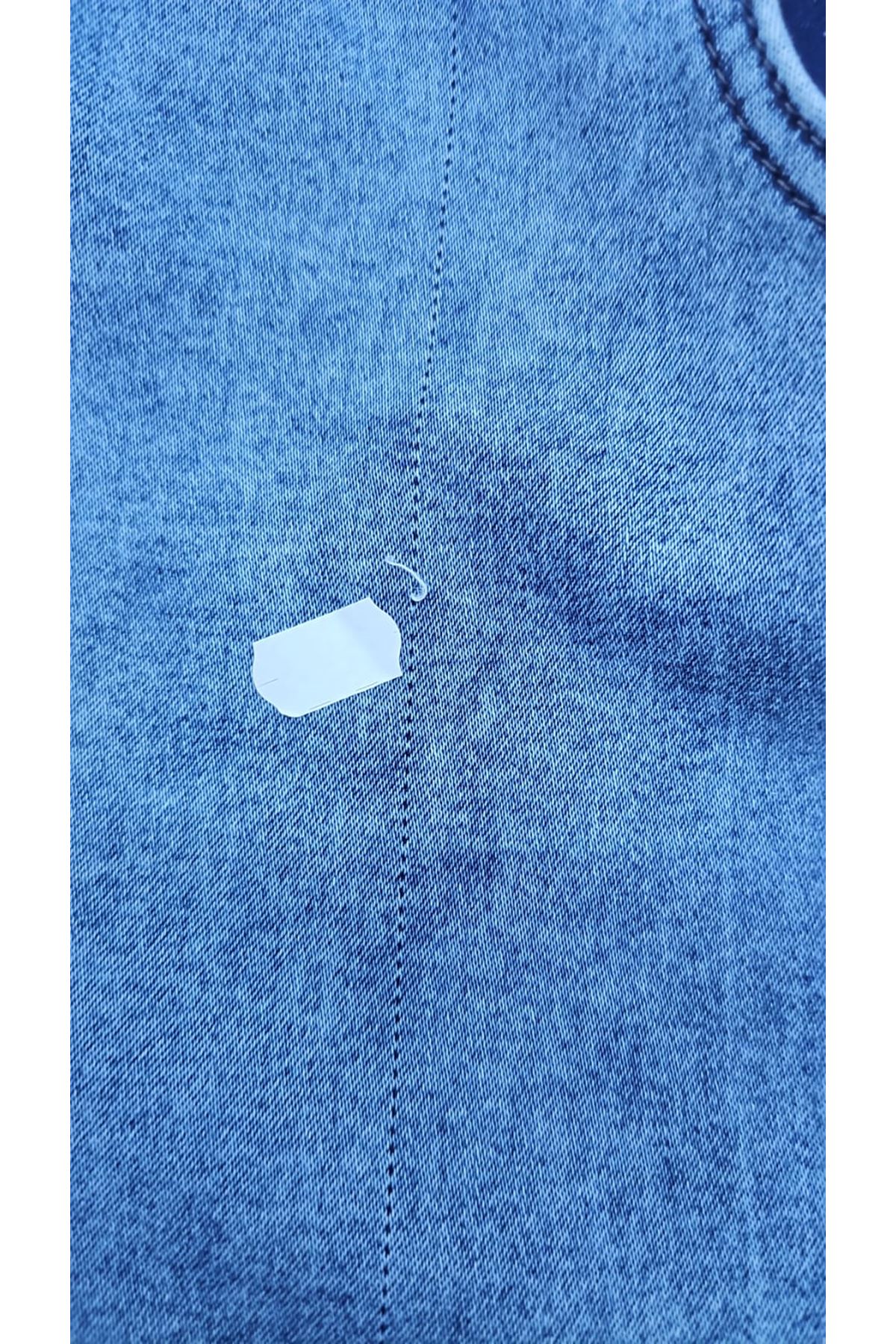 D-9110-11 Büyük Beden İspanyol Paça Kot Pantolon - Mavi