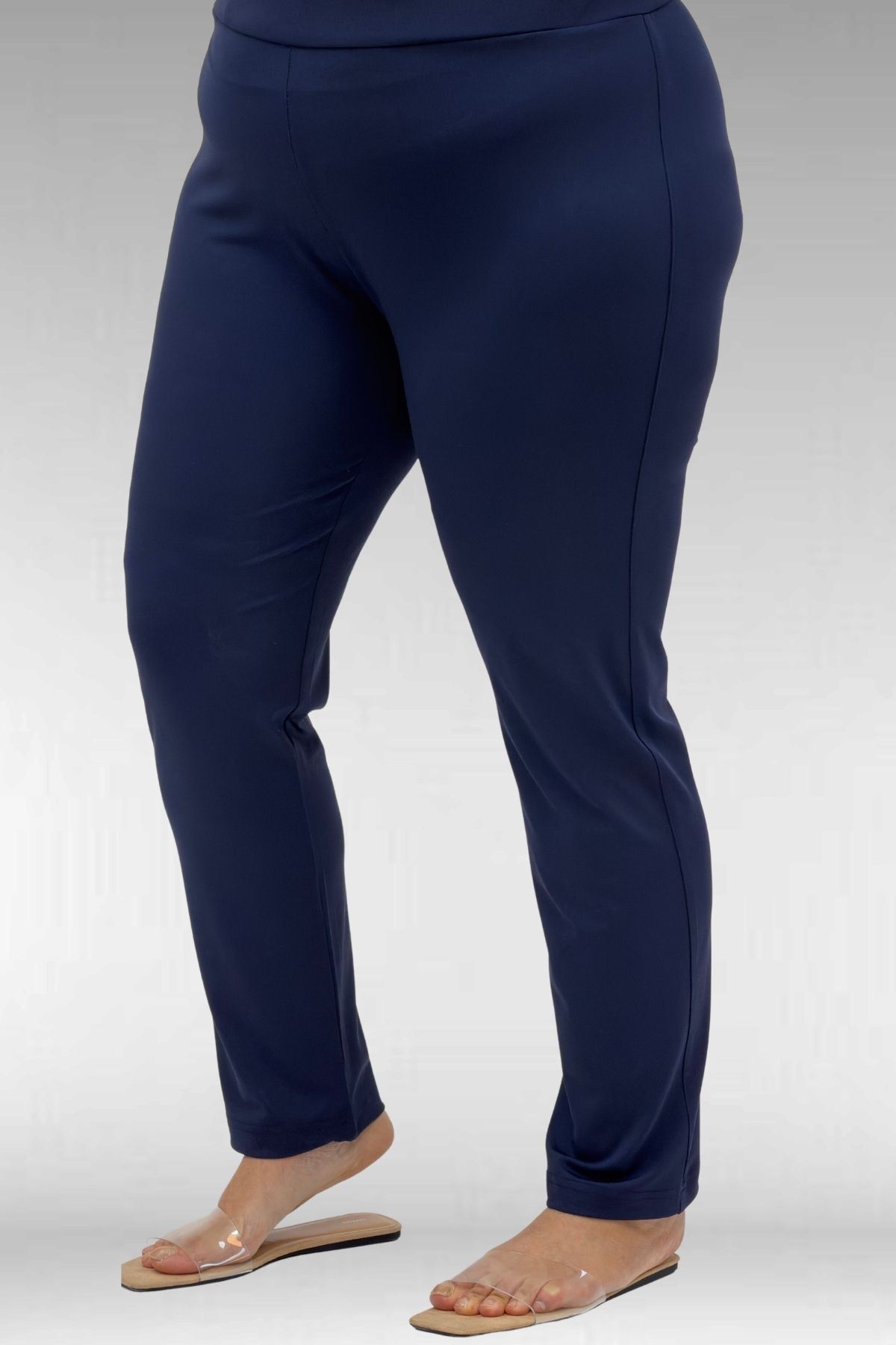 1738 Büyük Beden Düz Renk Tesettür Mayo - Lacivert