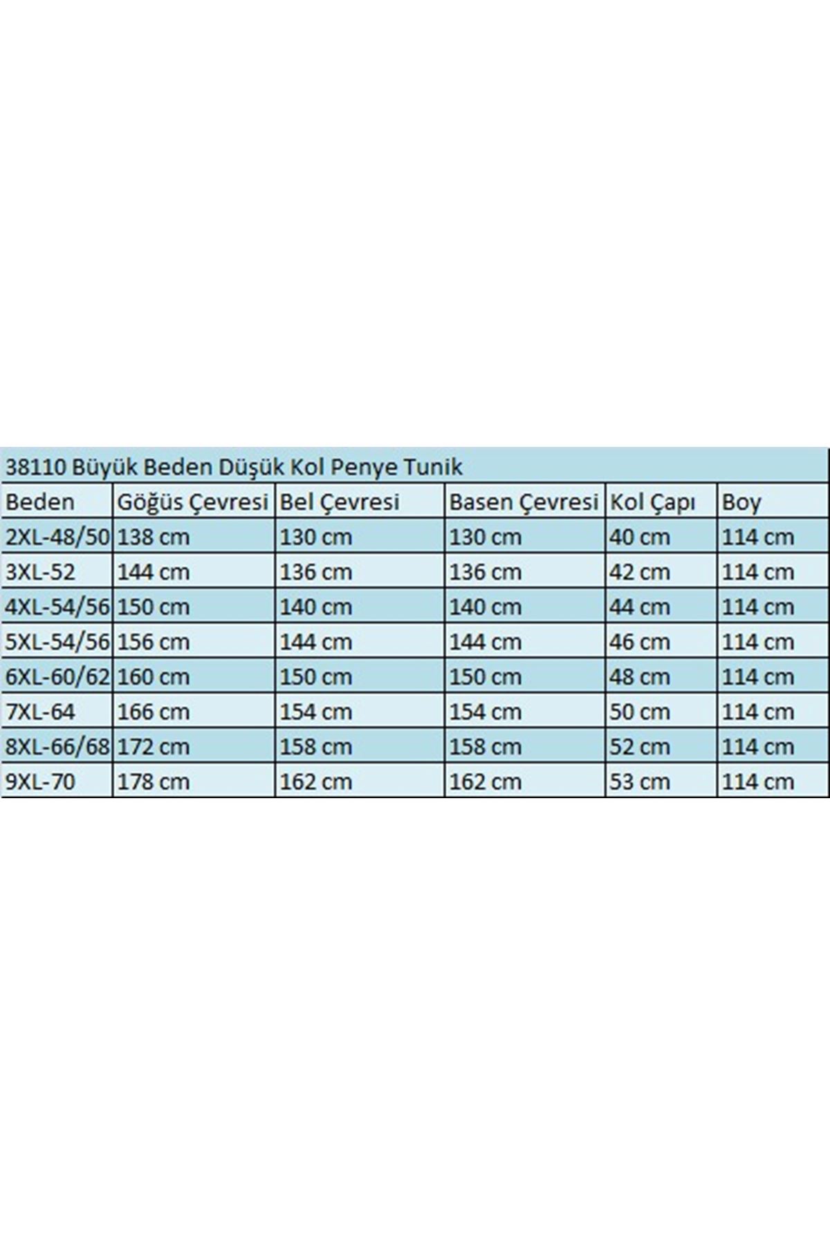38110  Büyük Beden Düşük Kol Penye Tunik - Siyah