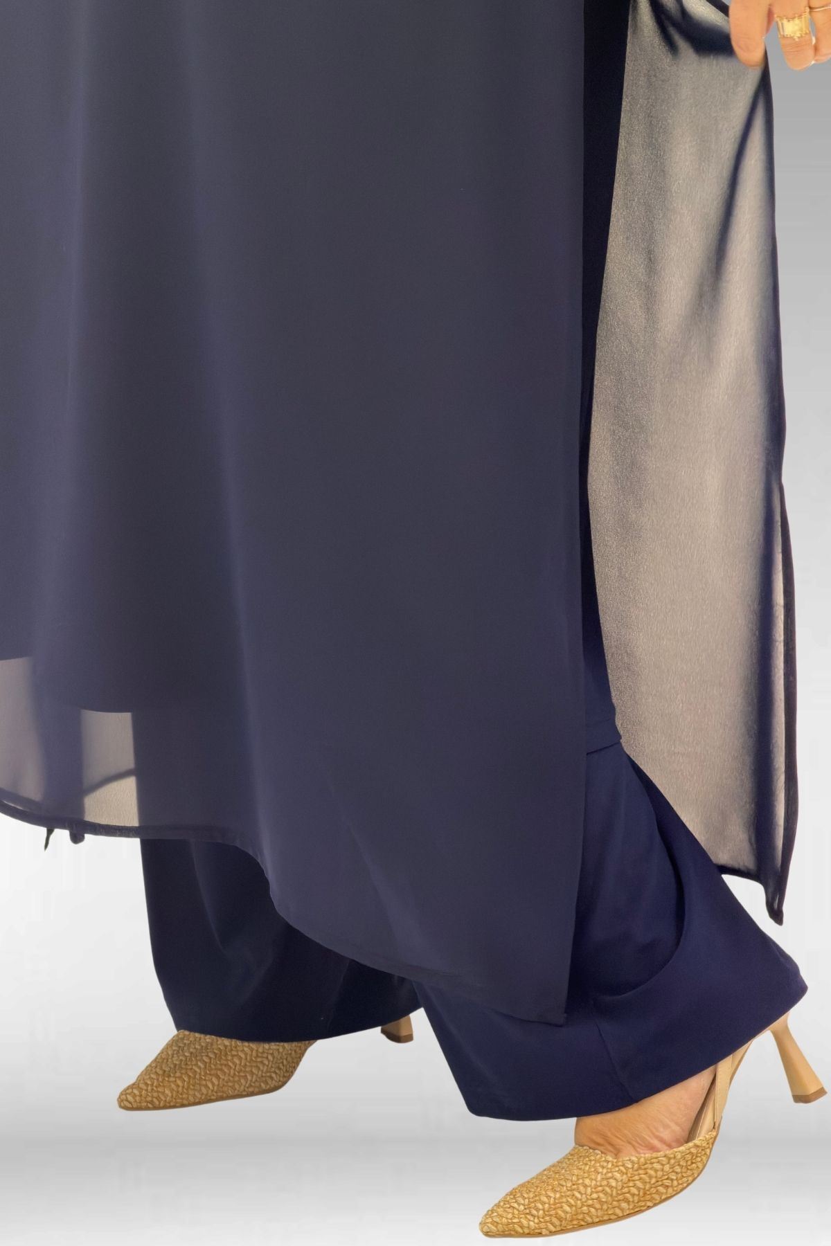 67024 Büyük Beden Sandy-Şifon Takım - Lacivert