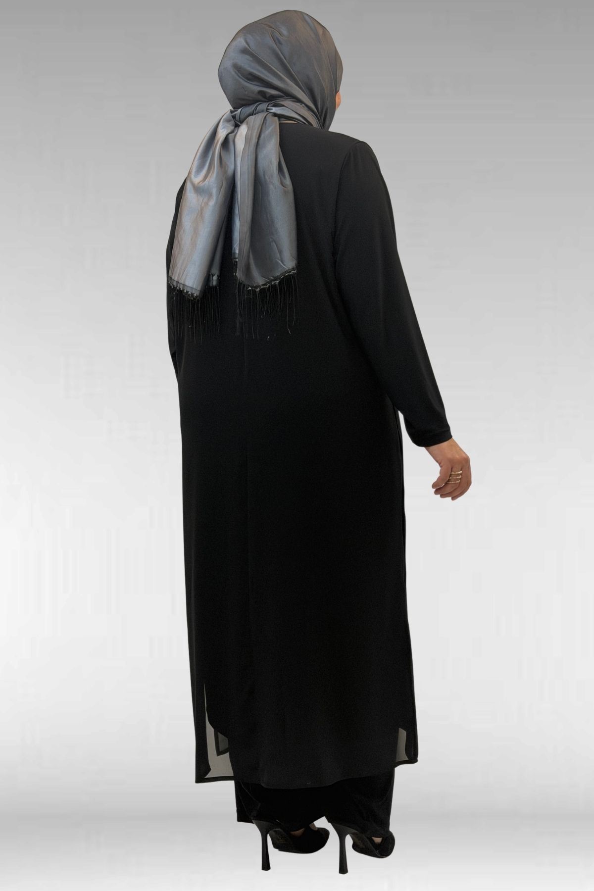 67024 Büyük Beden Sandy-Şifon Elbise - Siyah