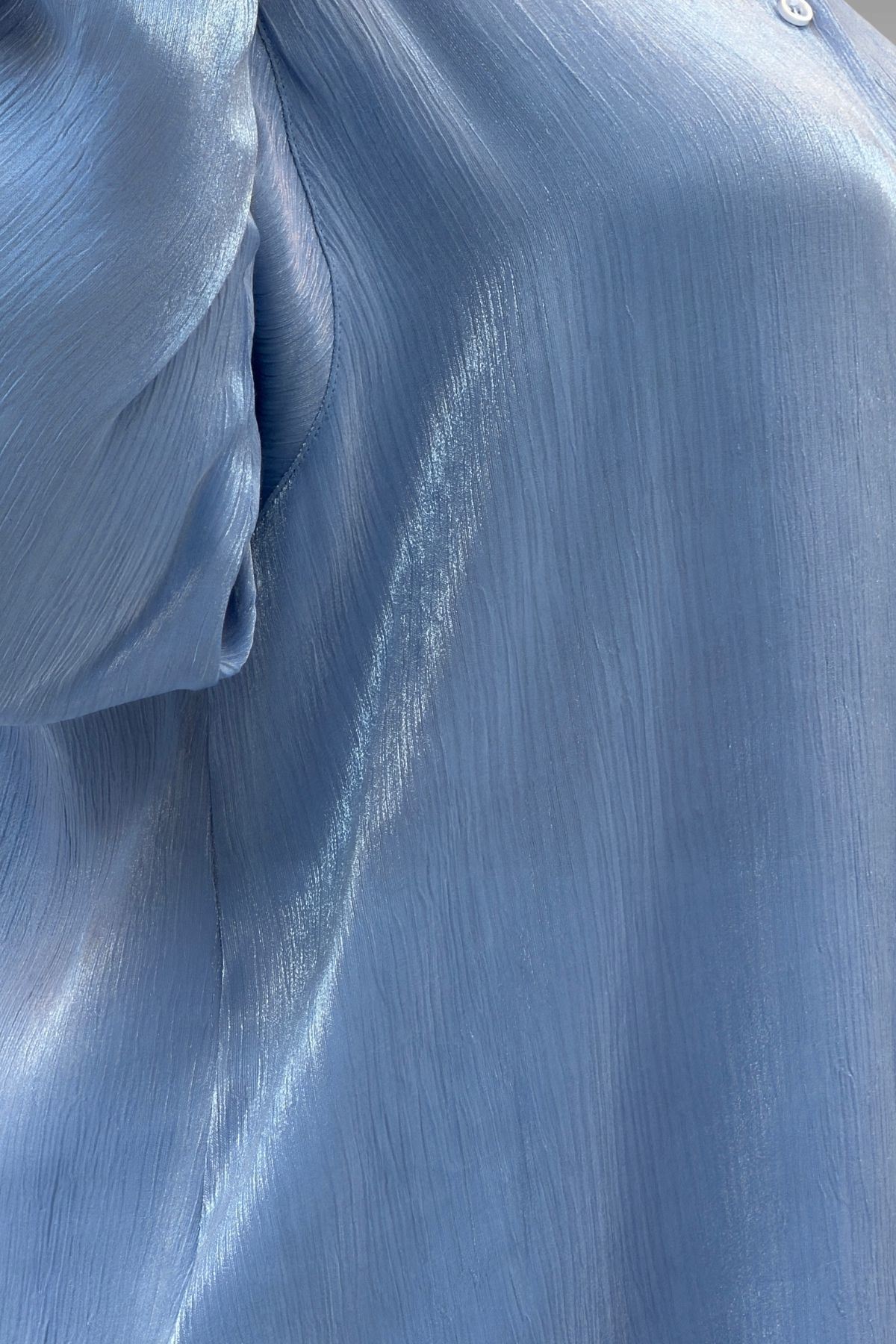 58085-1 Büyük Beden Kolları Lastikli Star Gömlek - İndigo