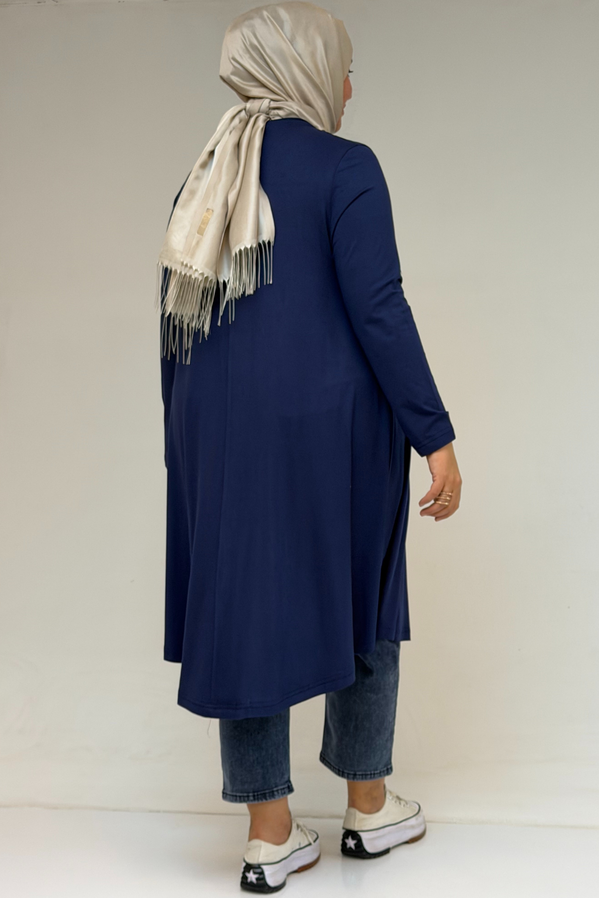 28016 Plus Size Mevlana Combed Cotton Tunic - Indigo
