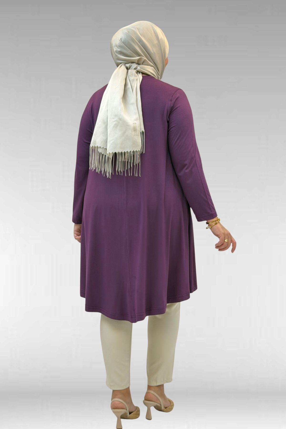 28016 Plus Size Mevlana Combed Cotton Tunic - Plum
