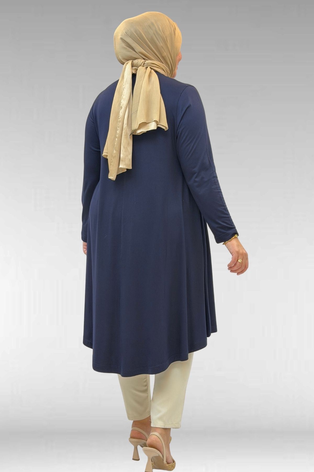 28016 Plus Size Mevlana Combed Cotton Tunic - Navy Plum