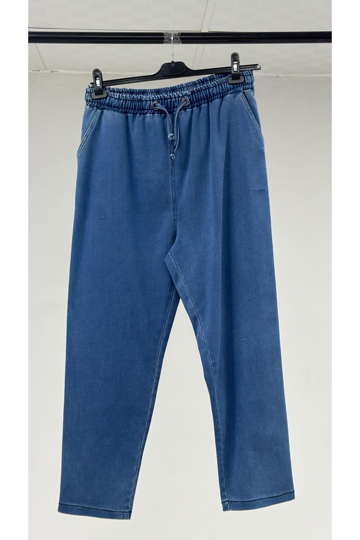 T-1105 Büyük Beden Denim Pantolon -  Mavi