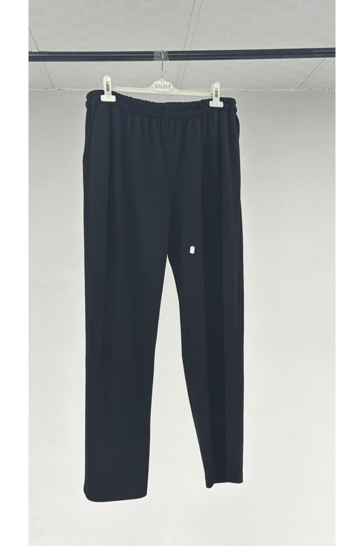 D-47056 Büyük Beden Garnili  Pantolon - Siyah