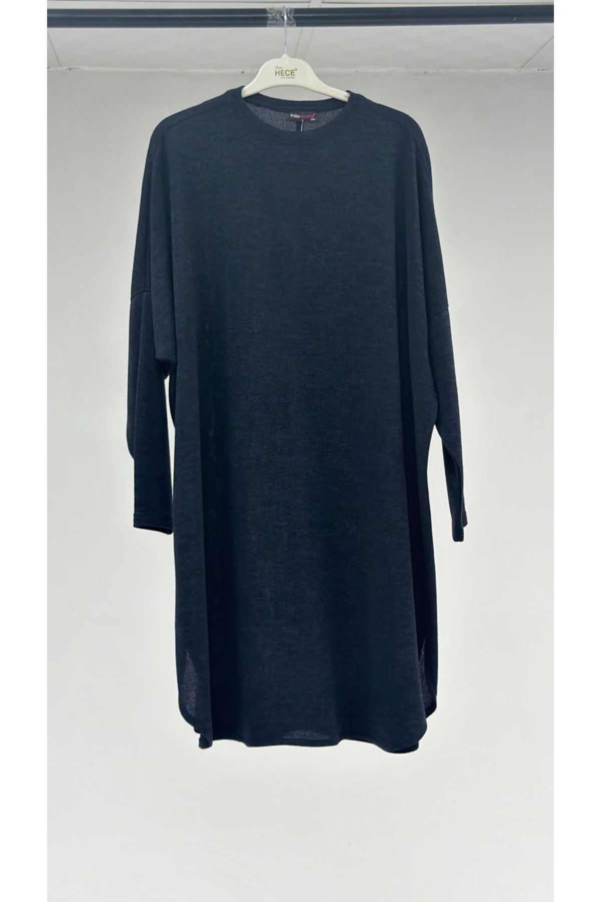 T-38111 Büyük Beden Basic Penye Tunik - Lacivert