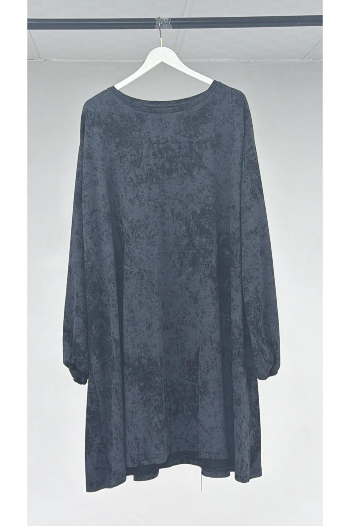 T-1110 Büyük Beden Modal Tunik - Siyah