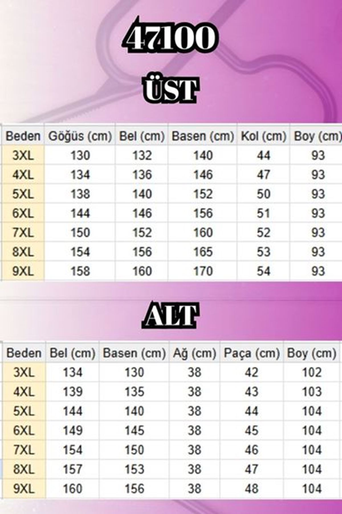 T-47100 Büyük Beden Garnili -Biyeli Pantolonlu Modal Takım - Fuşya